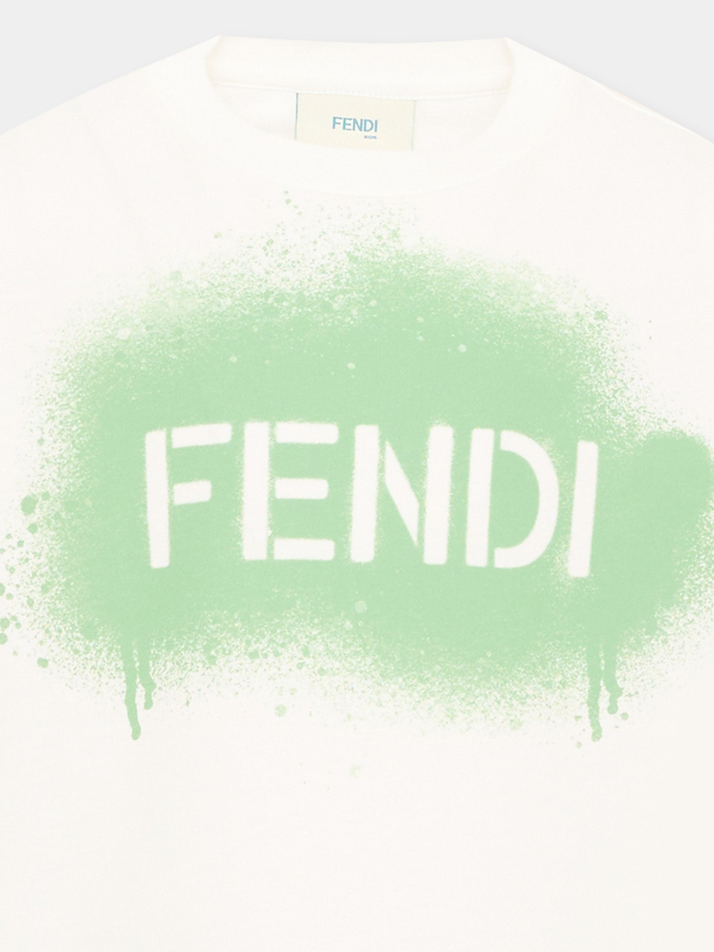 T-Shirt avorio per bambino con logo,Fendi Kids,JUI212 AY8D F1X7R