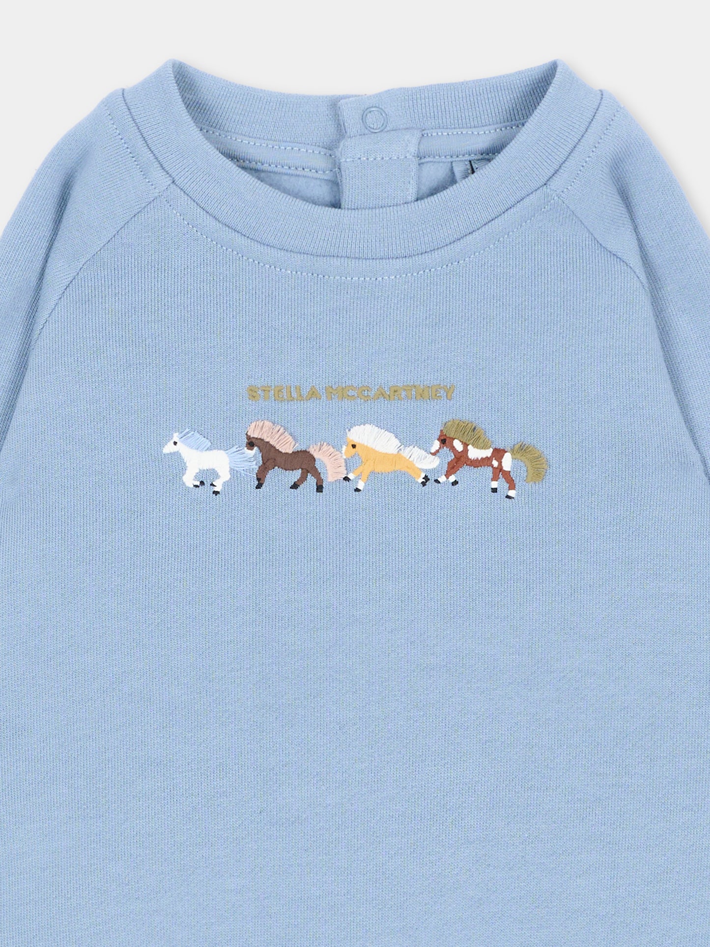 Felpa azzurra per neonato con cavalli,Stella Mccartney Kids,TZ4330 Z3059 643
