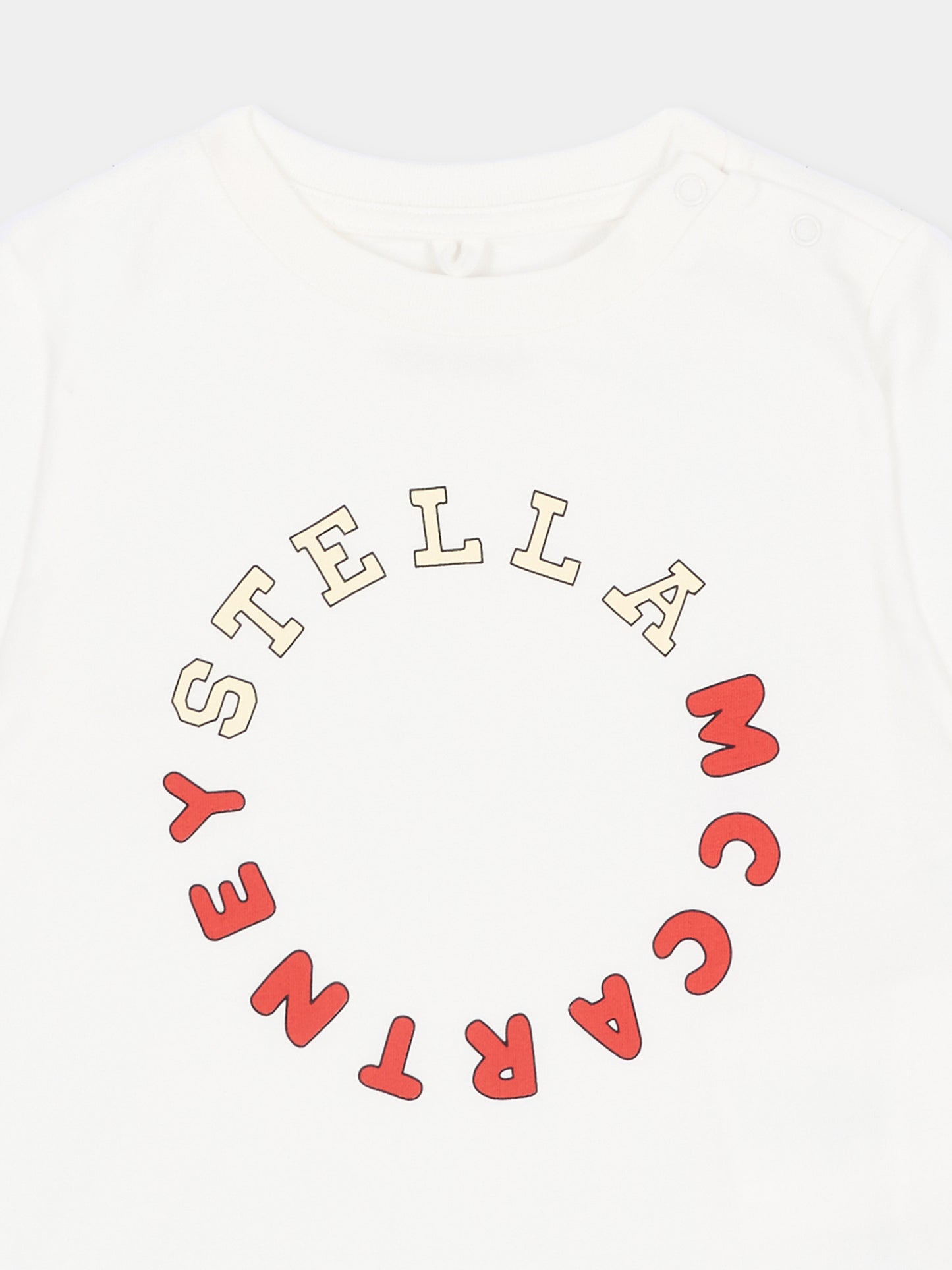 T-shirt avorio per neonati con logo,Stella Mccartney Kids,TZ8341 Z3931 101