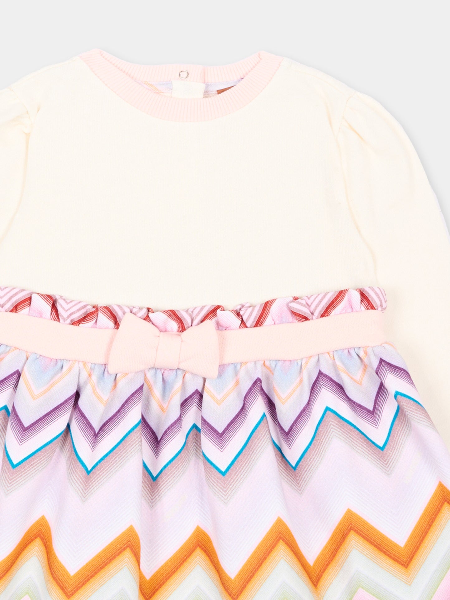 Vestito avorio per neonata con chevron,Missoni,MZ1010 Z3183 102MC
