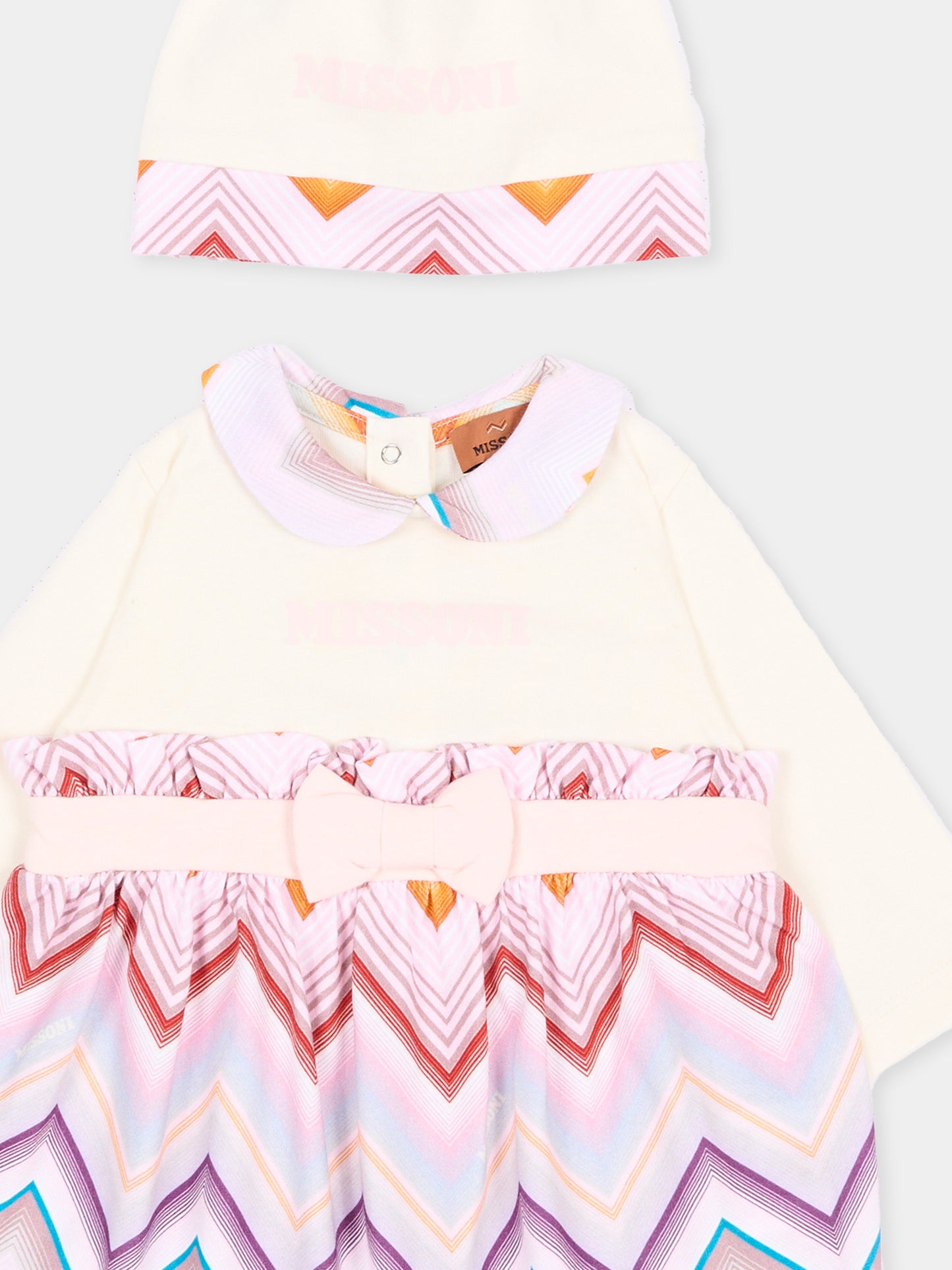 Set tutina avorio per neonata con chevron,Missoni,MZB020 Z3672 102MC