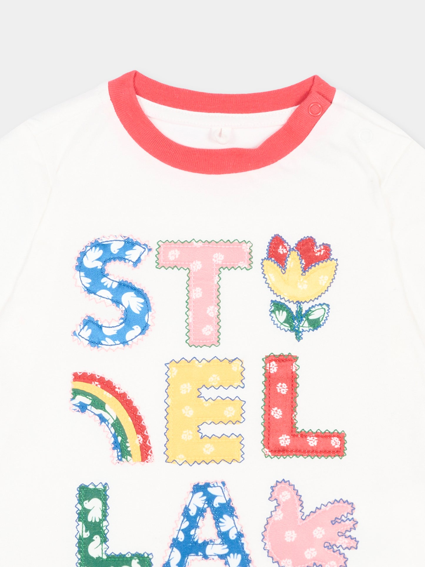 T-shirt avorio per neonata con logo,Stella Mccartney Kids,TZ8011 Z3772 101