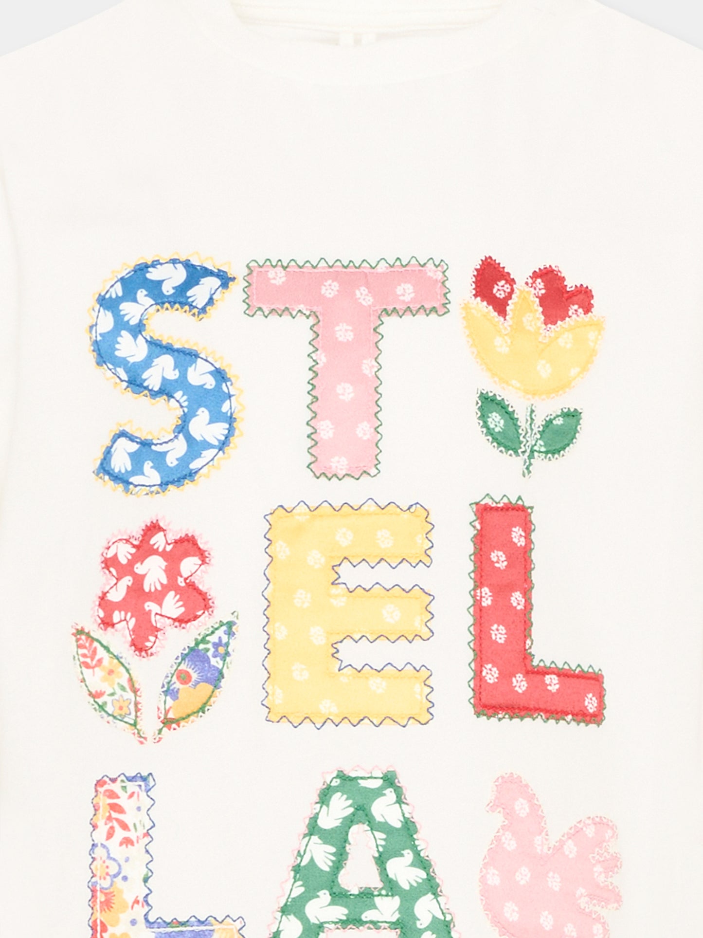 T-shirt avorio per bambina con logo,Stella Mccartney Kids,TZ8A51 Z3772 101