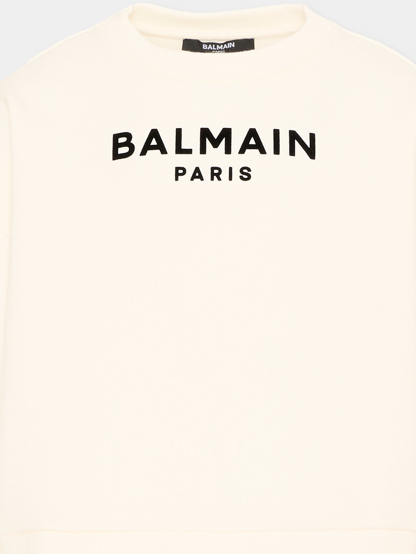 Felpa avorio per bambina con logo,Balmain Kids,BZ4A50 Z3728 102NE