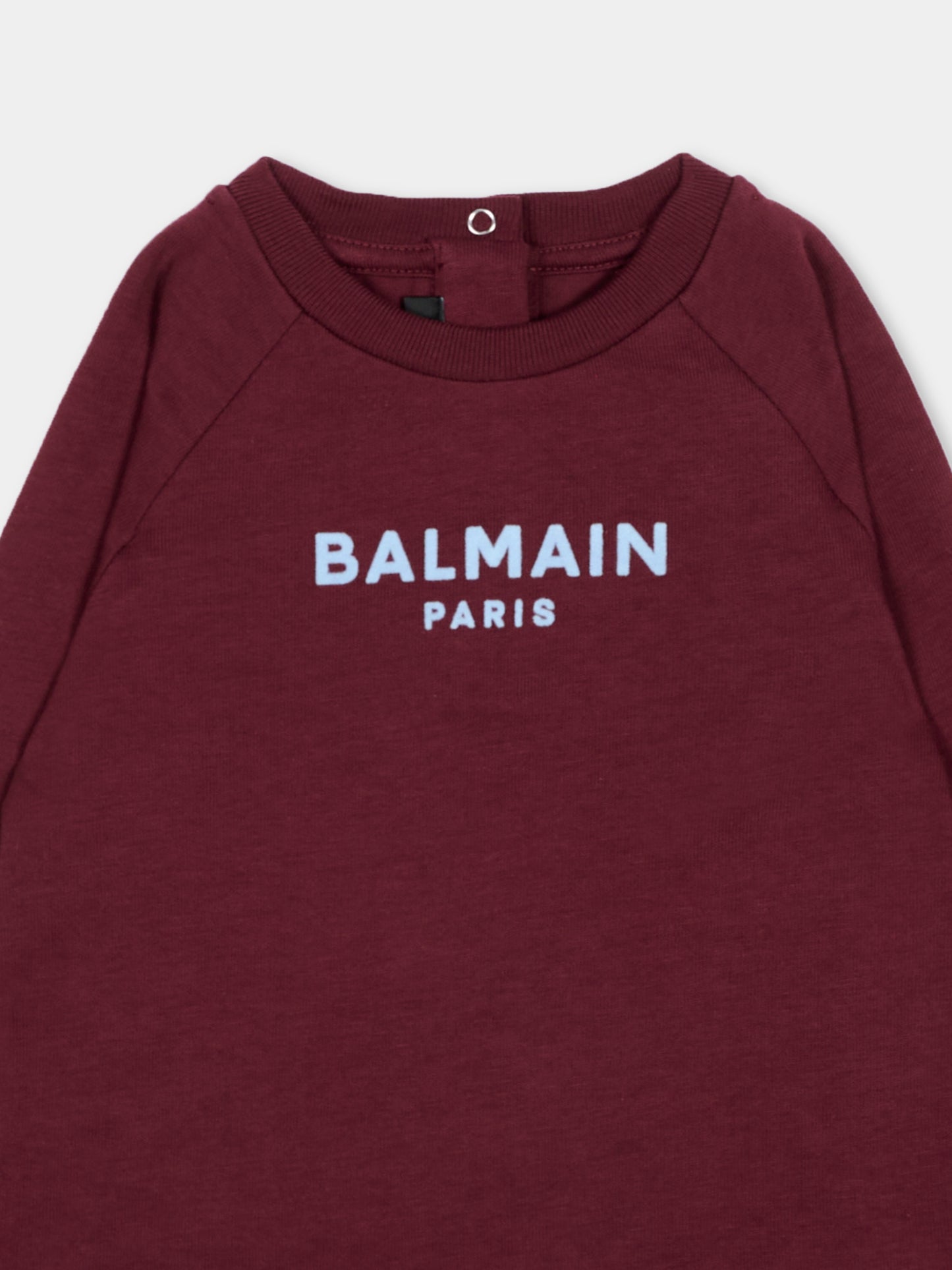 T-Shirt bordeaux per neonato con logo,Balmain Kids,BZ8310 Z3672 530CE