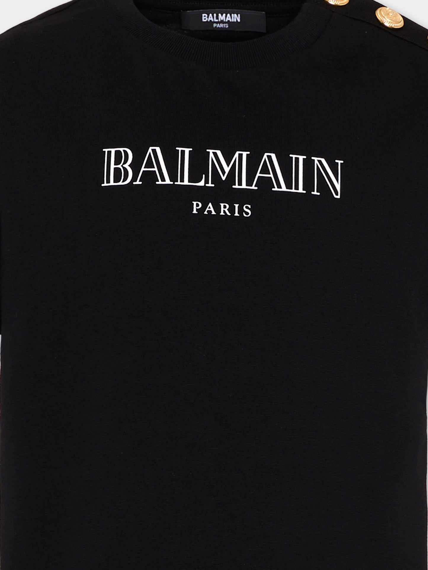 T-Shirt nera per bambini con logo,Balmain Kids,BZ8H51 Z3672 930BC