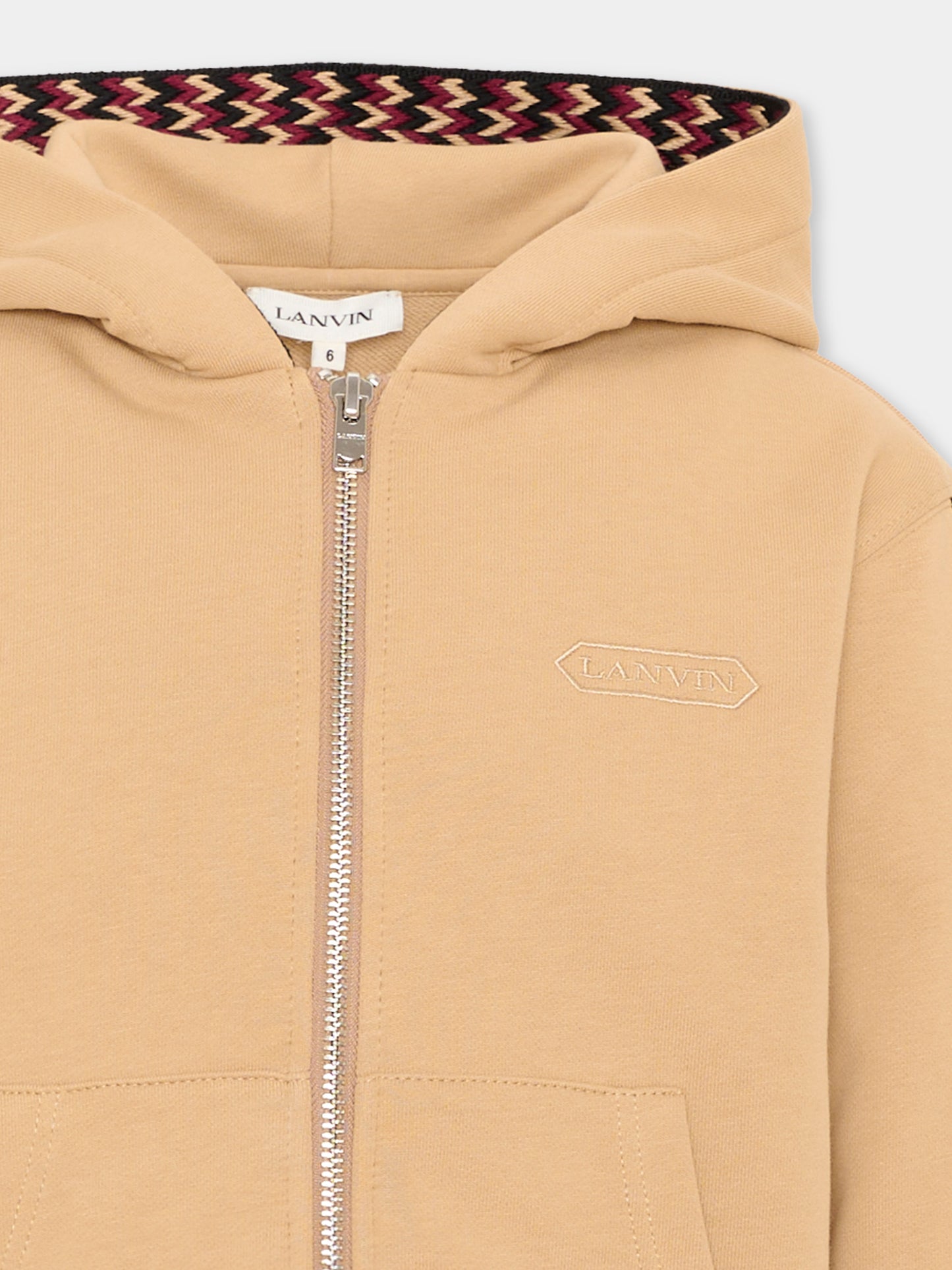 Felpa con cappuccio beige con logo,Lanvin Petite,N30424 276