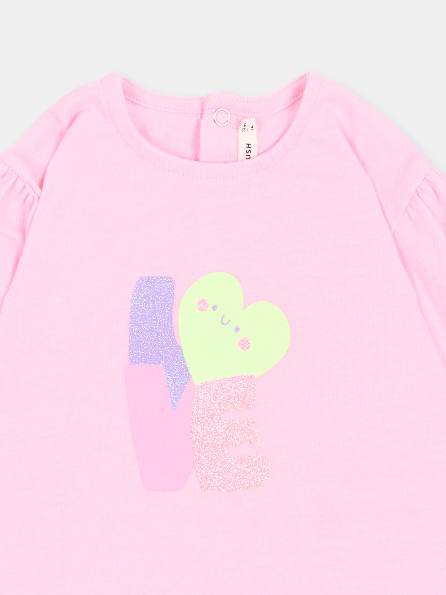 T-shirt rosa per neonata con cuore,Billieblush,U22244 462