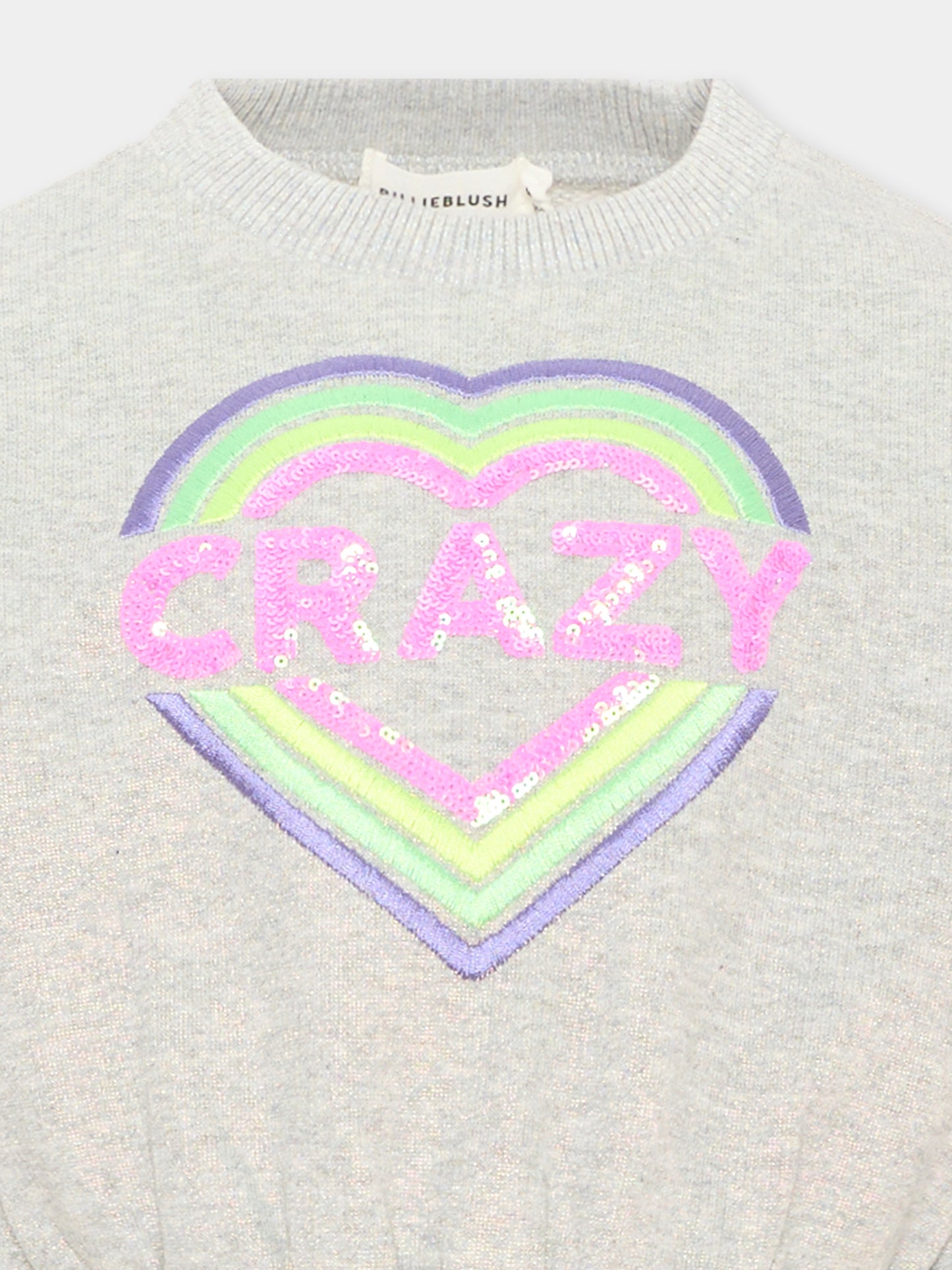 Felpa grigia per bambina con cuore,Billieblush,U22400 111
