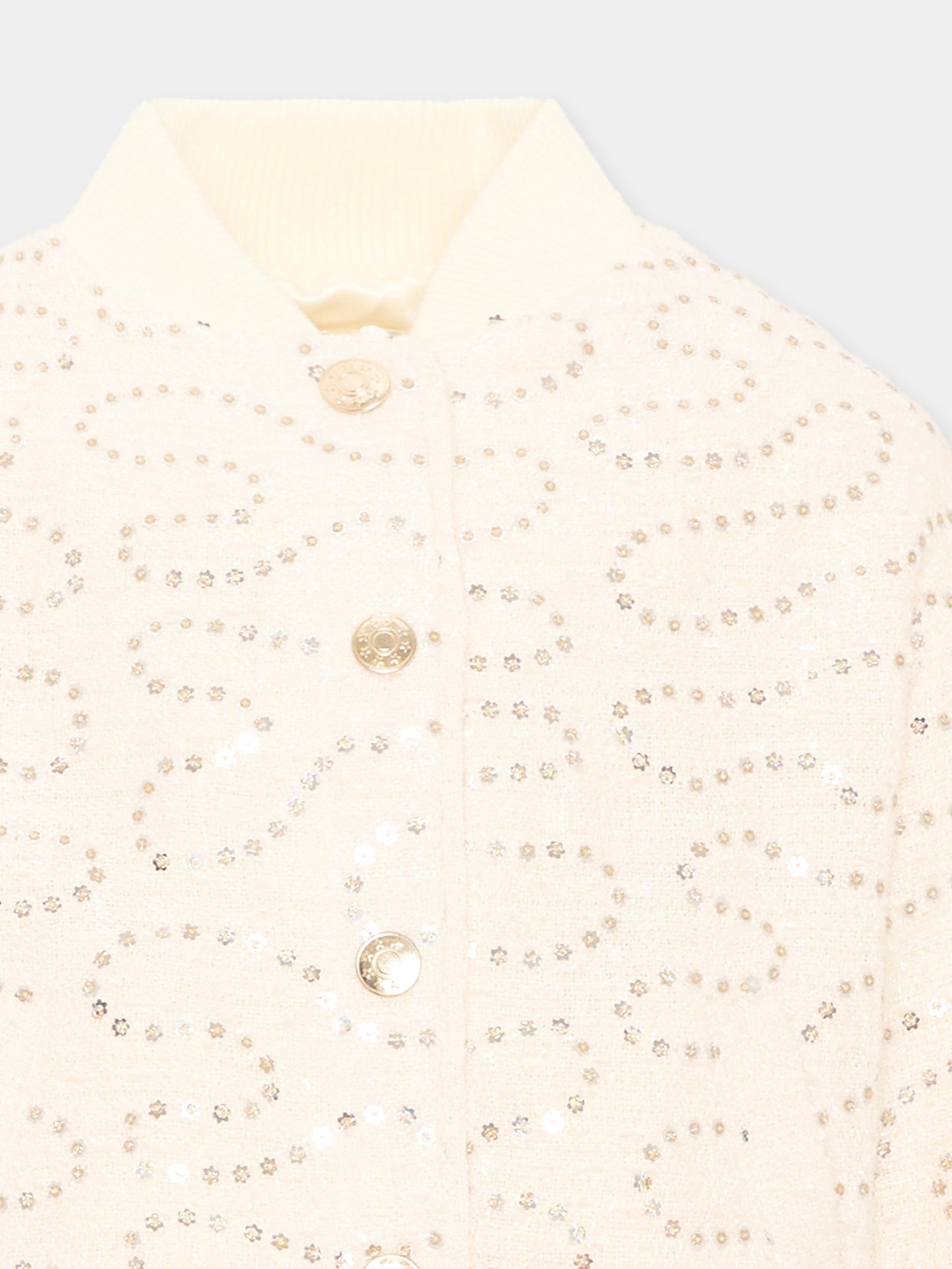 Bomber avorio per bambina con paillettes,Billieblush,U22433 121
