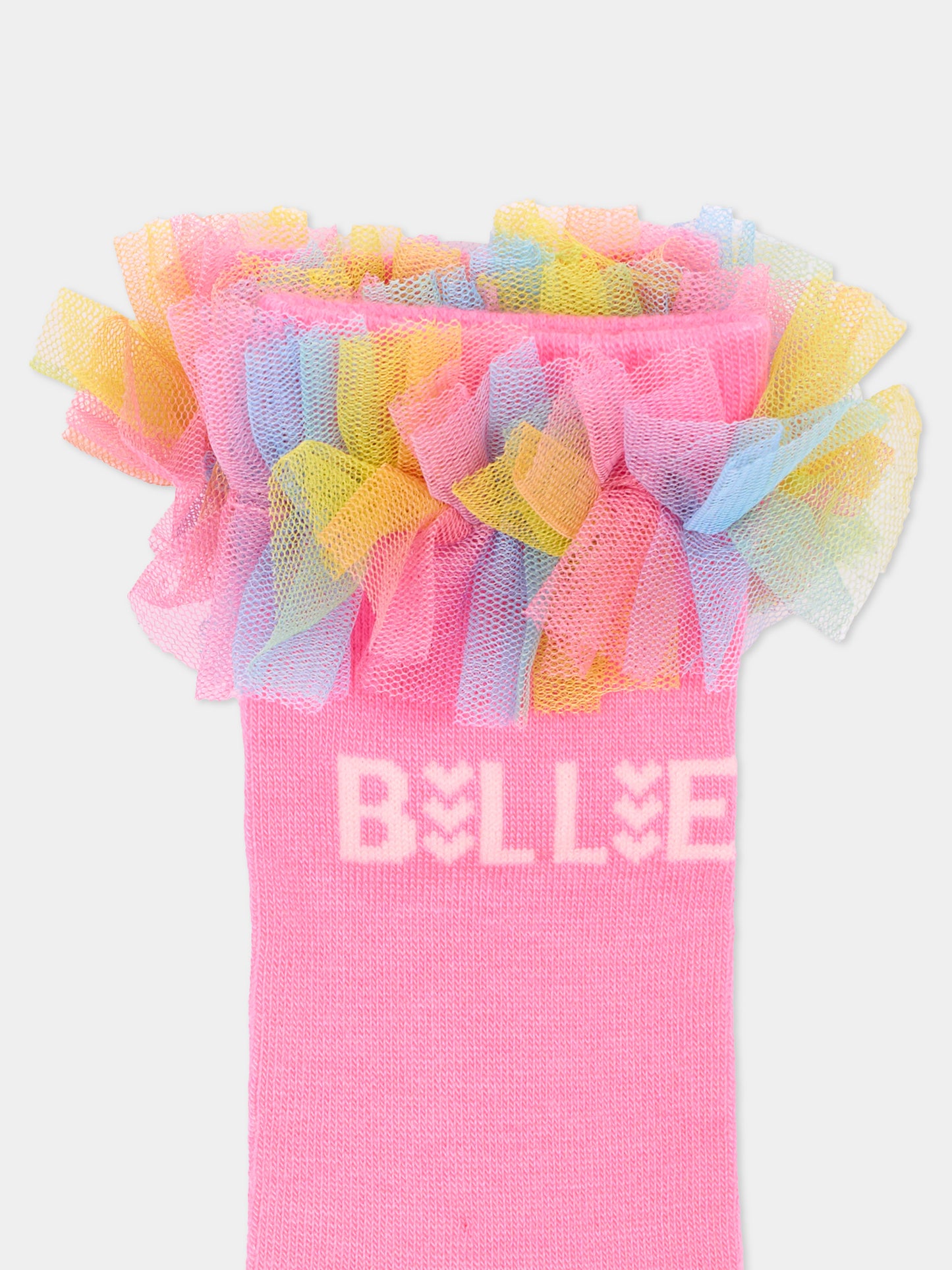 Calzini fucsia per bambina con tulle,Billieblush,U22514 47A
