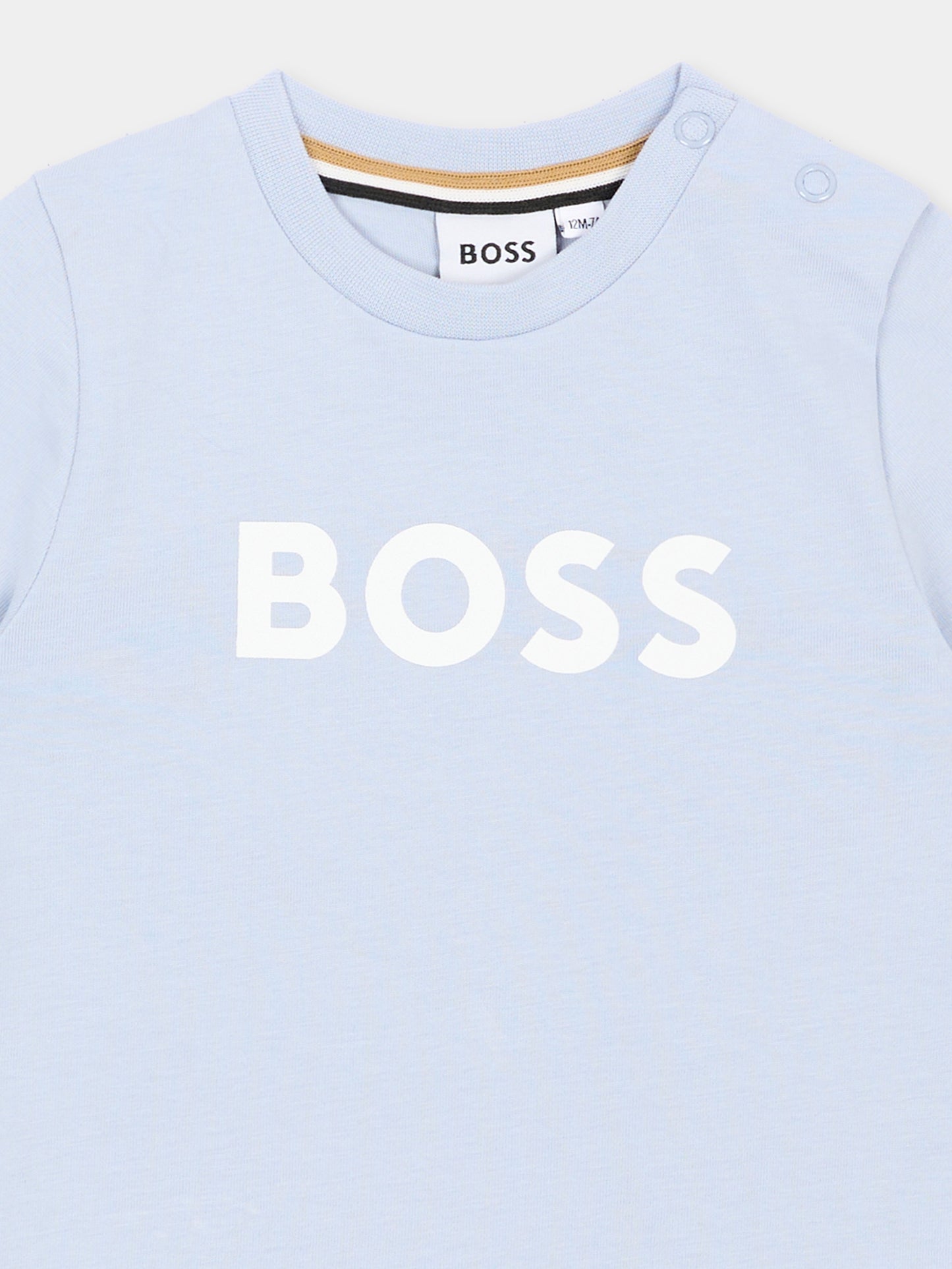 T-Shirt celeste per neonato con logo,Boss,J52712 796