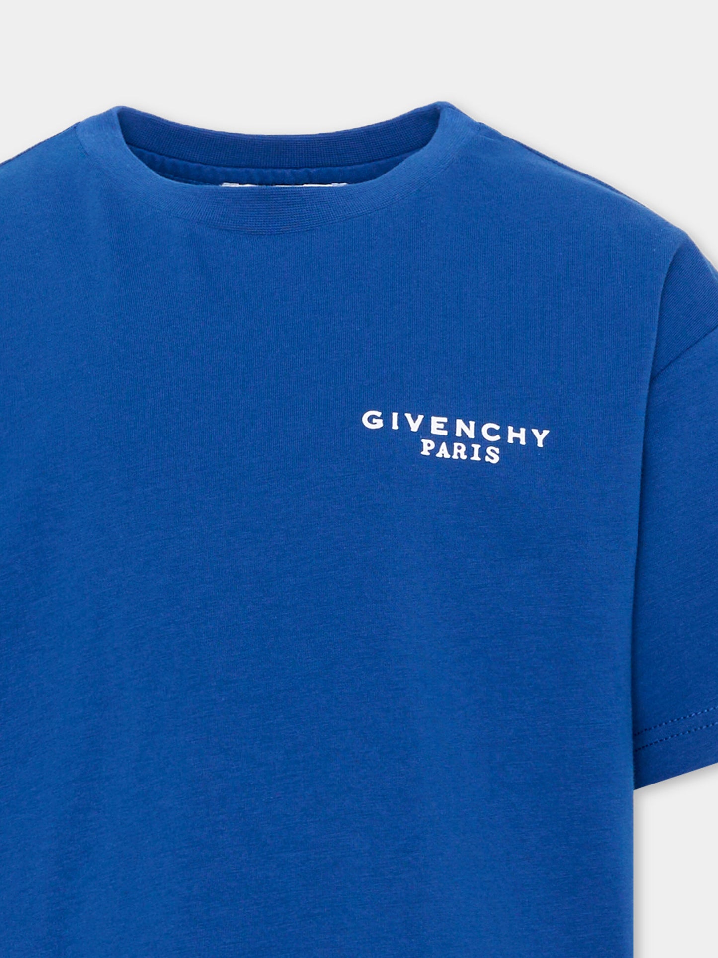 T-shirt blu per bambino con logo,Givenchy Kids,H31280 865