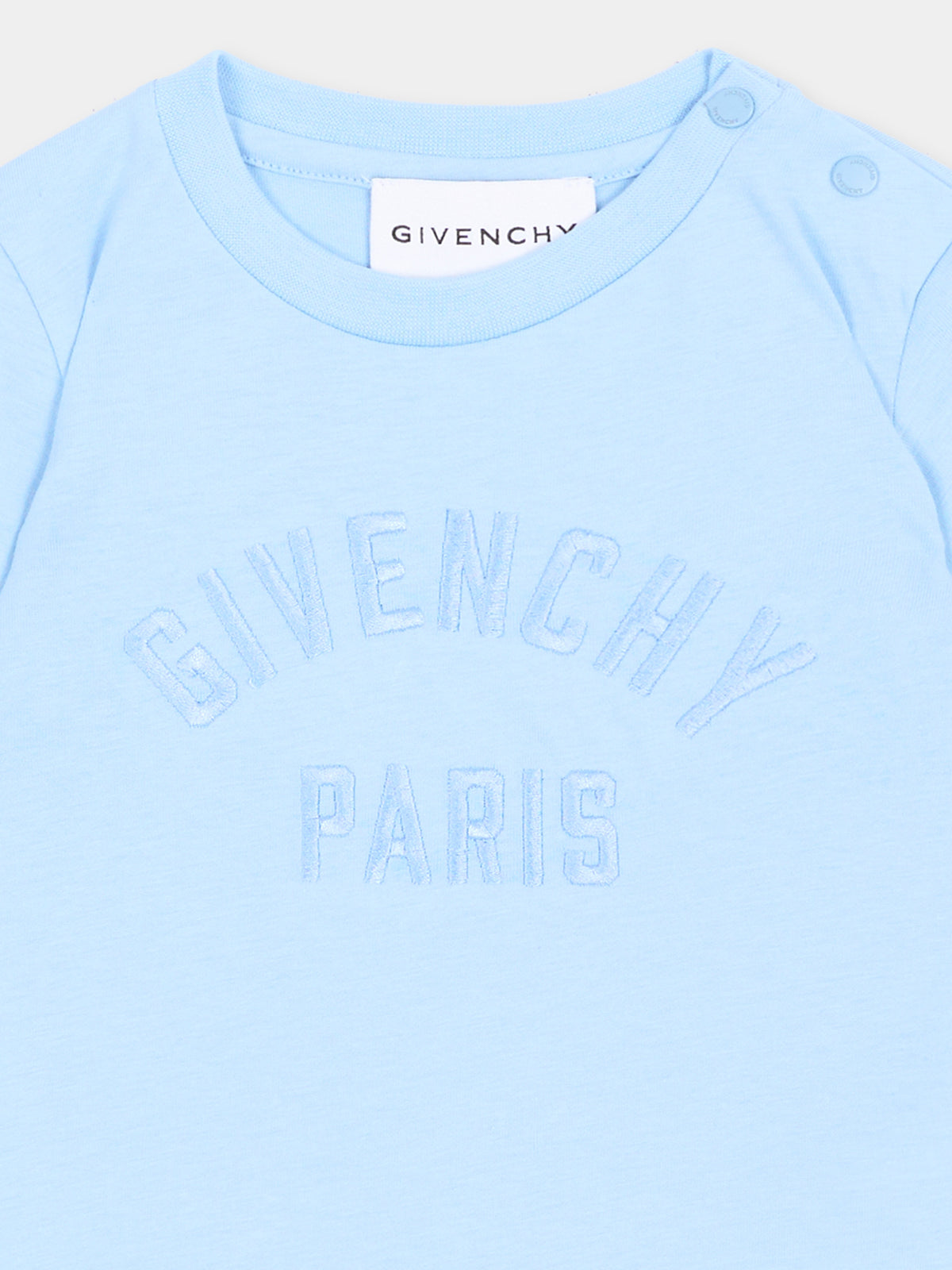 T-Shirt azzurra per neonato con logo,Givenchy Kids,H31286 789