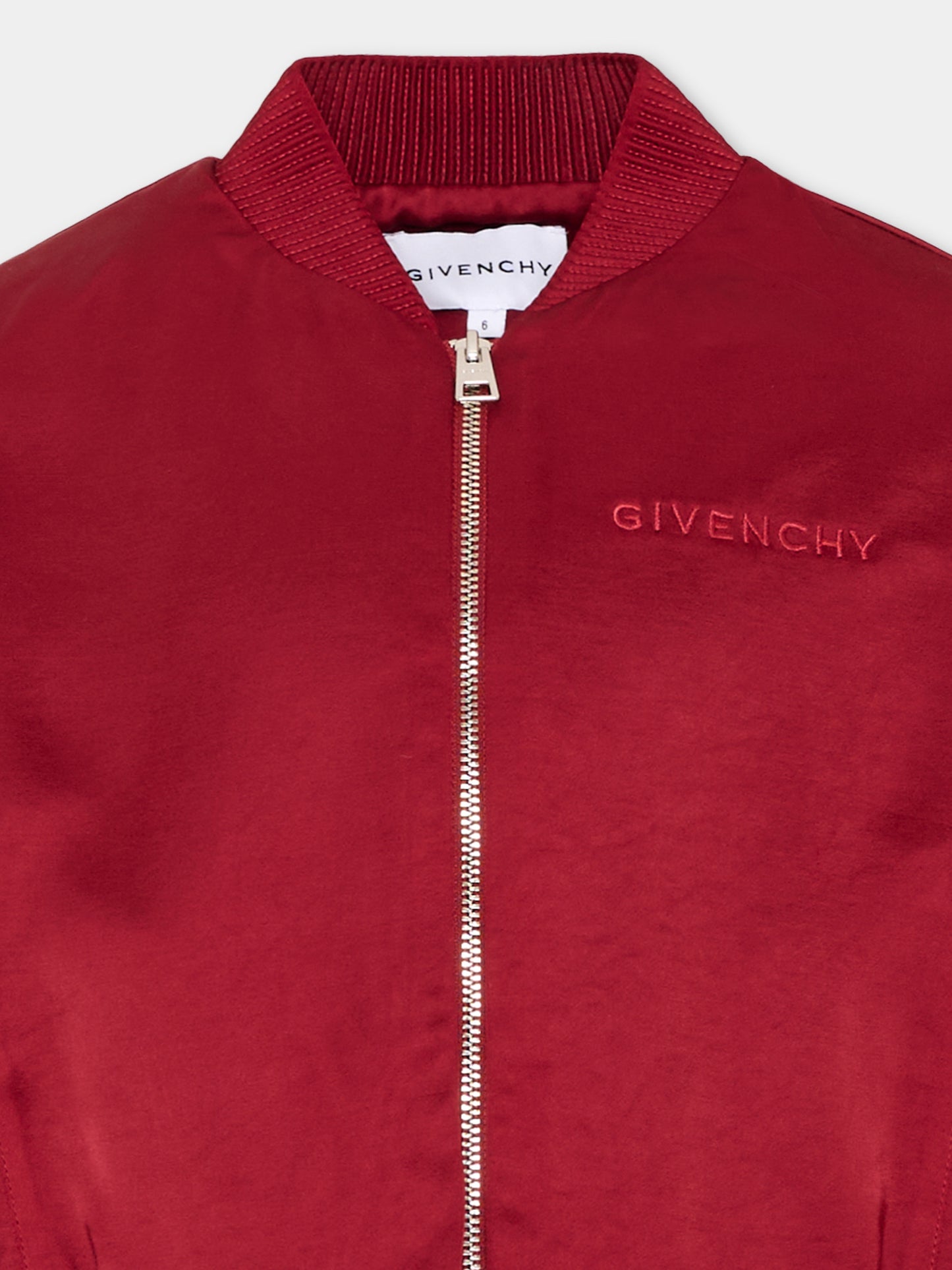 Bomber bordeaux per bambina con logo,Givenchy Kids,H31432 96D