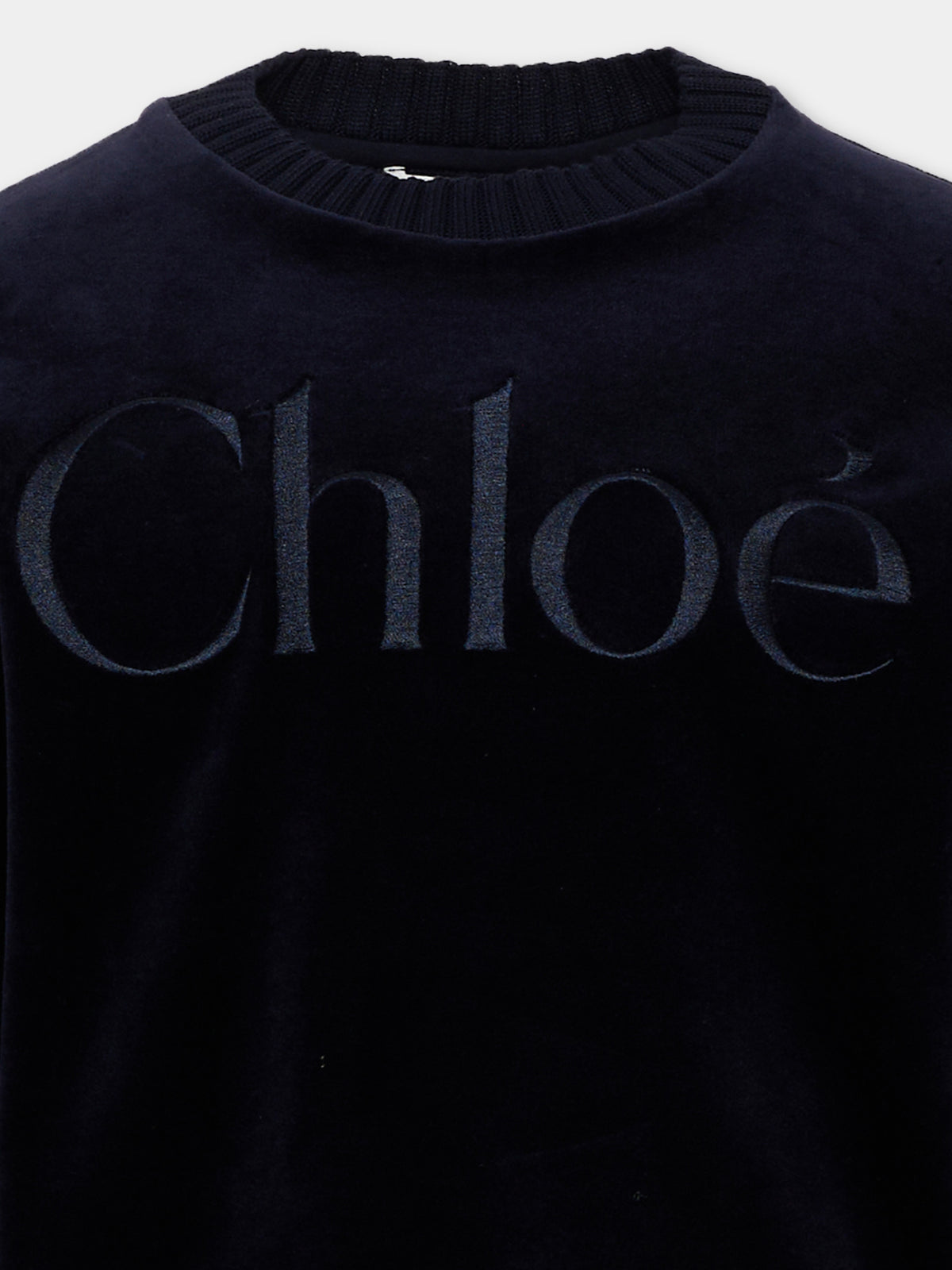 Felpa blu per bambina con logo,Chloé Kids,C21285 859