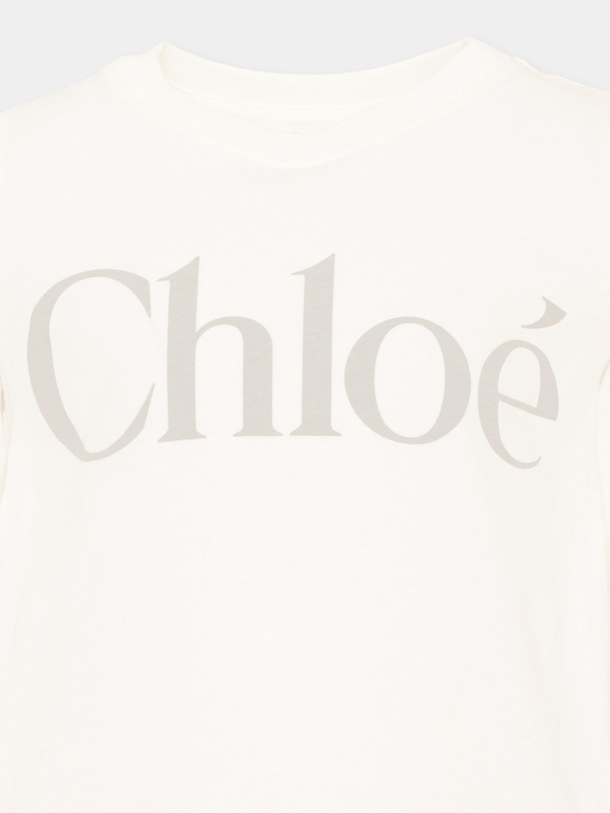 T-Shirt avorio per bambina con logo,Chloé Kids,C21299 117