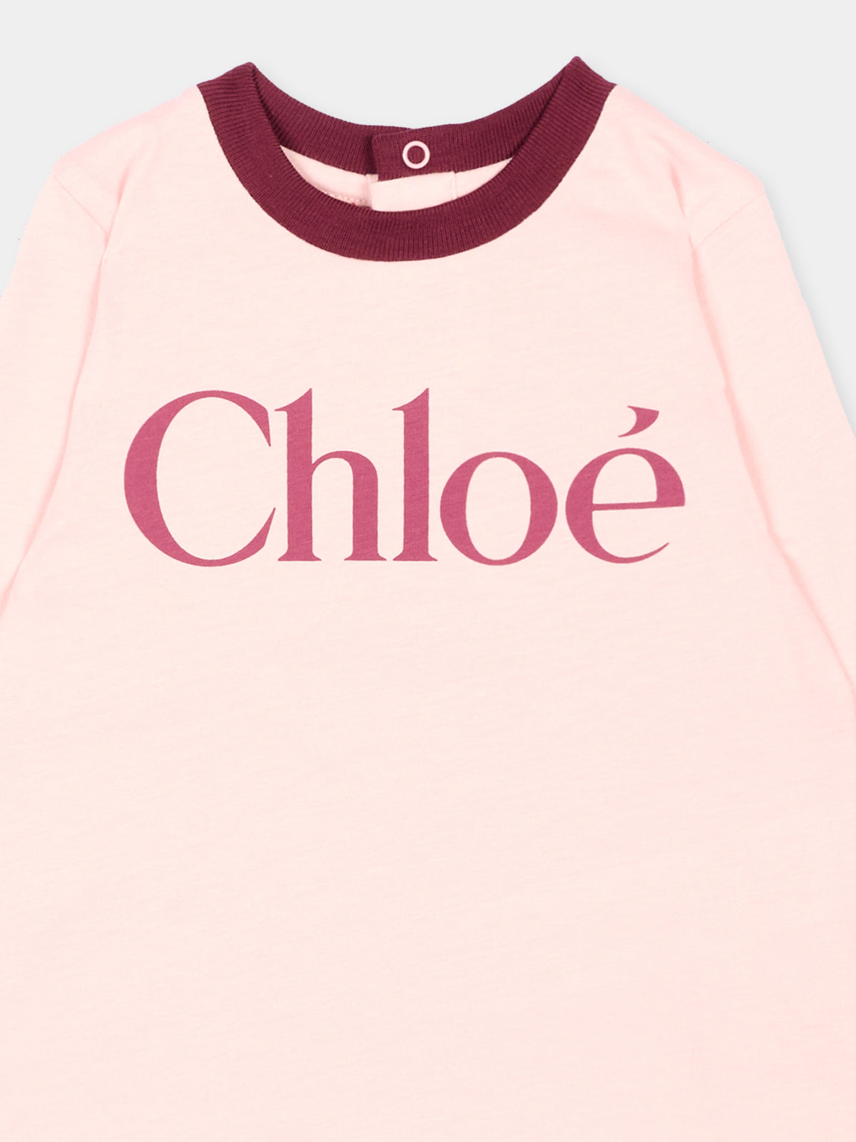 T-Shirt rosa per neonata con logo,Chloé Kids,C21362 461