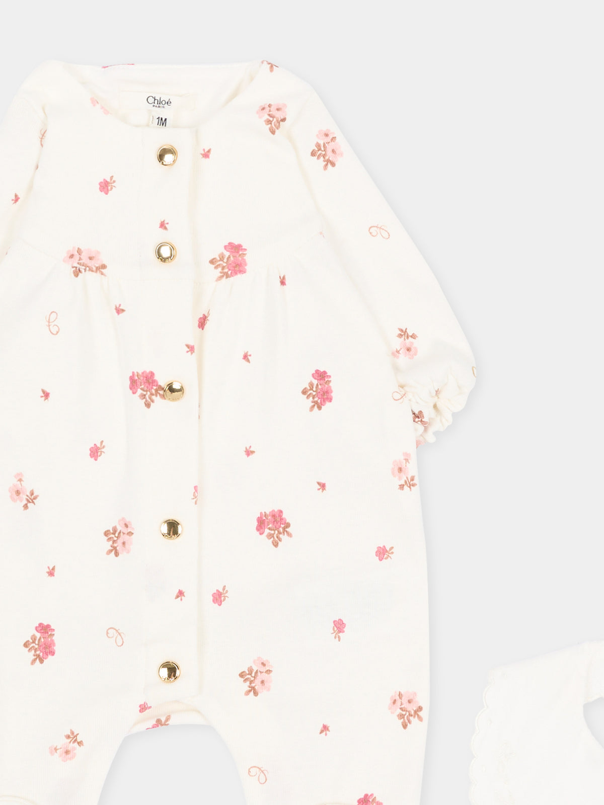 Set tutina avorio per neonata floreale,Chloé Kids,C21403 117