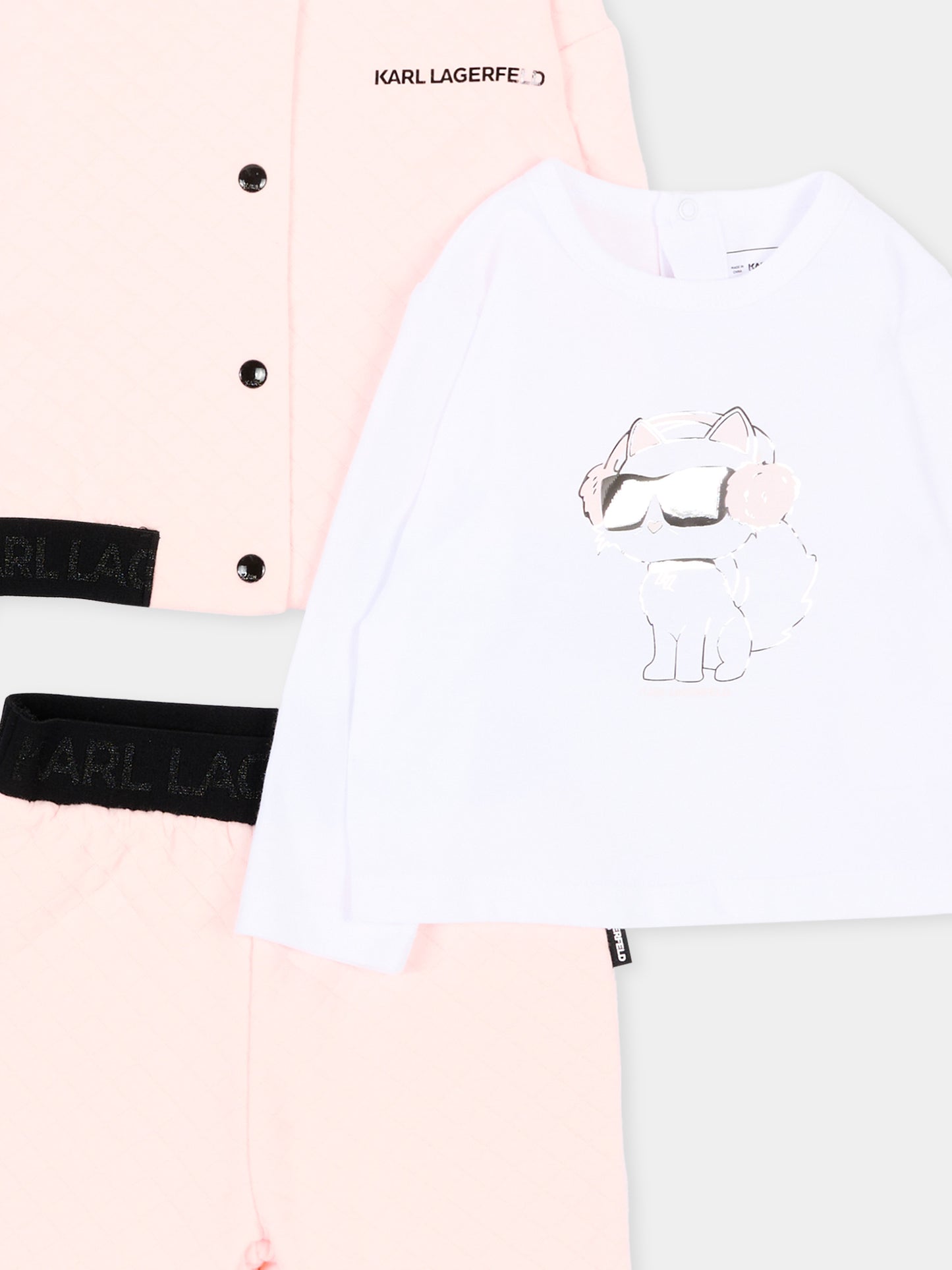 Completo sportivo rosa per neonata con Choupette,Karl Lagerfeld Kids,Z31278 46M