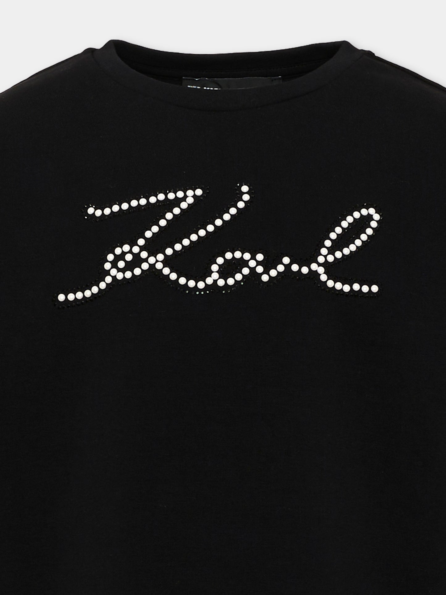 Felpa nera per bambina con logo,Karl Lagerfeld Kids,Z31319 09B