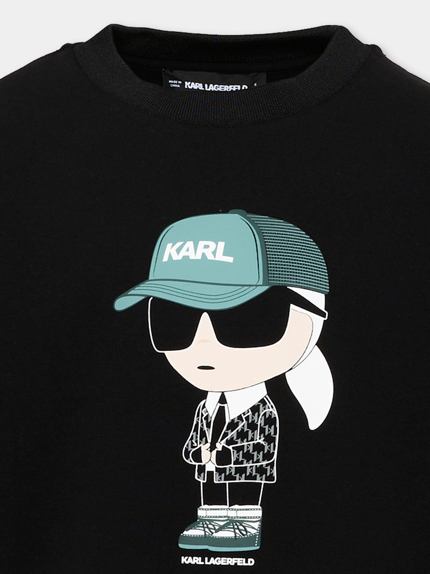 Felpa nera per bambino con Ikonik Karl,Karl Lagerfeld Kids,Z31370 09B