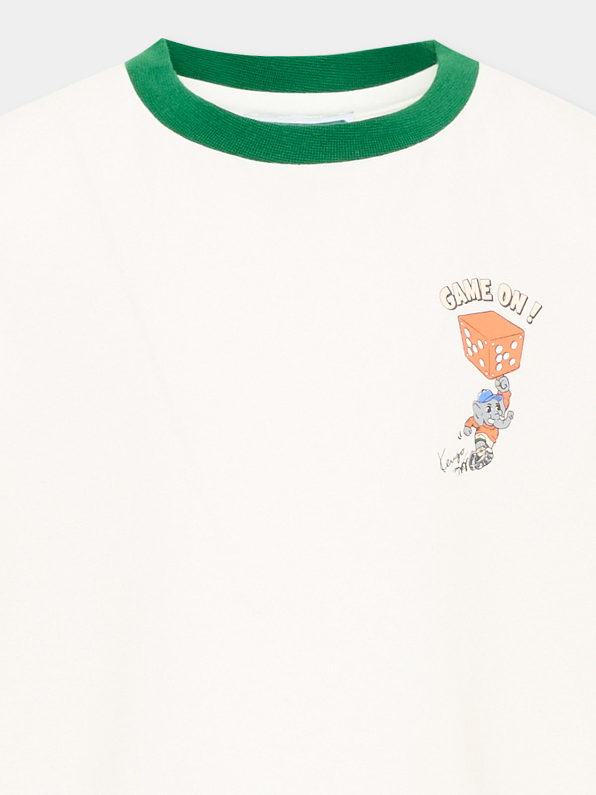 T-Shirt avorio per bambino con elefante,Kenzo Kids,K61930 117