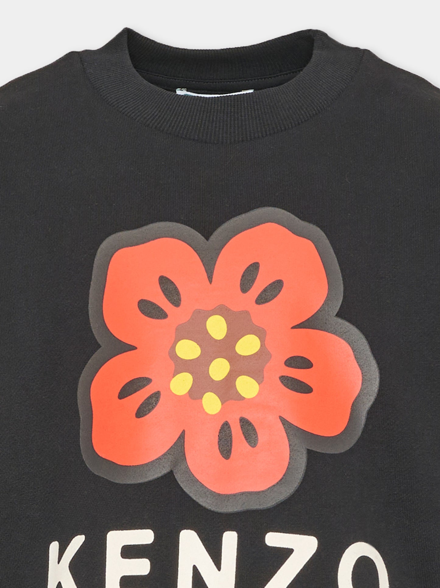 Felpa girocollo nera per bambina con stampa,Kenzo Kids,K62014 09B