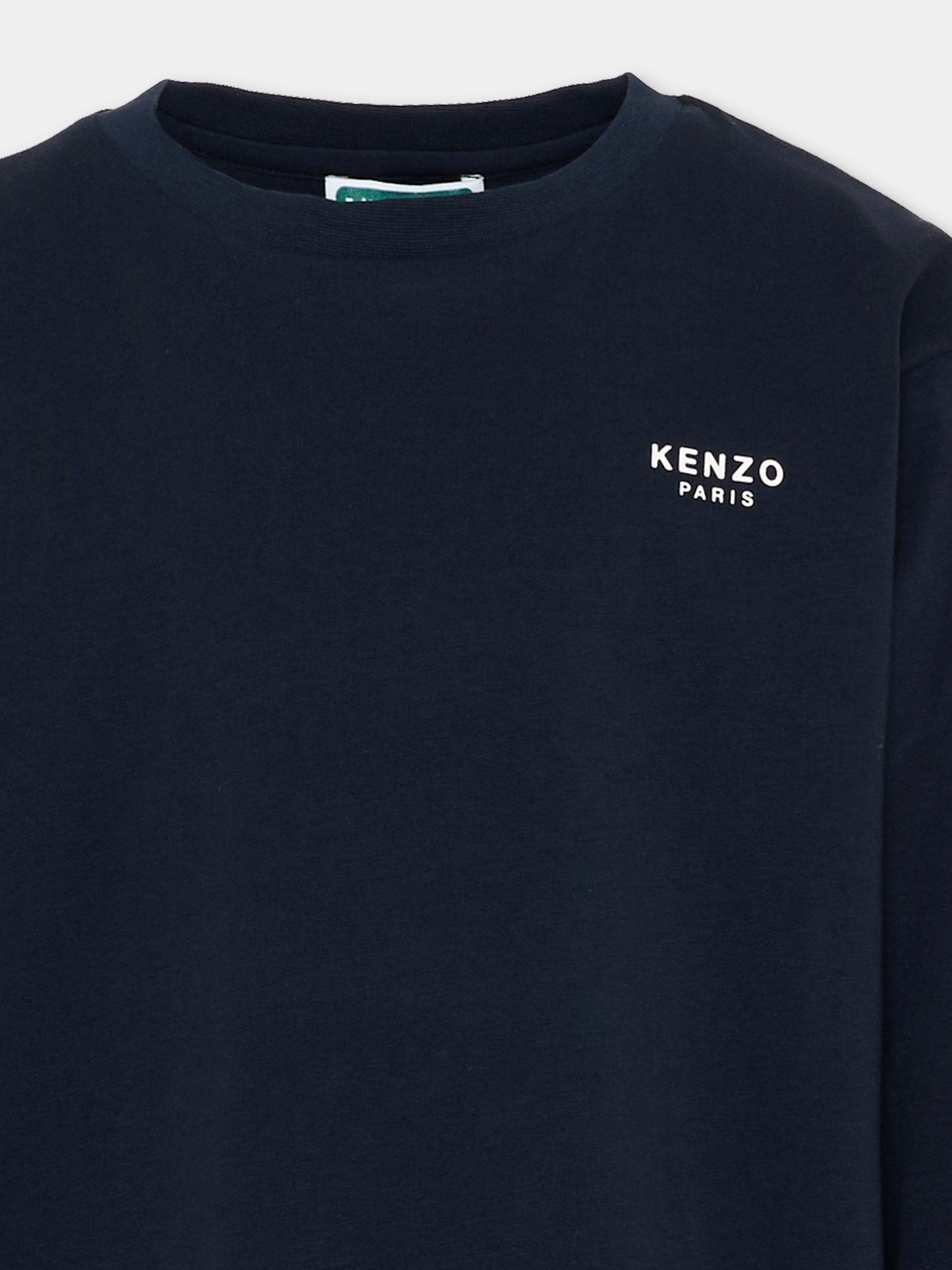 T-Shirt blu per bambina con fiori boke,Kenzo Kids,K62018 845