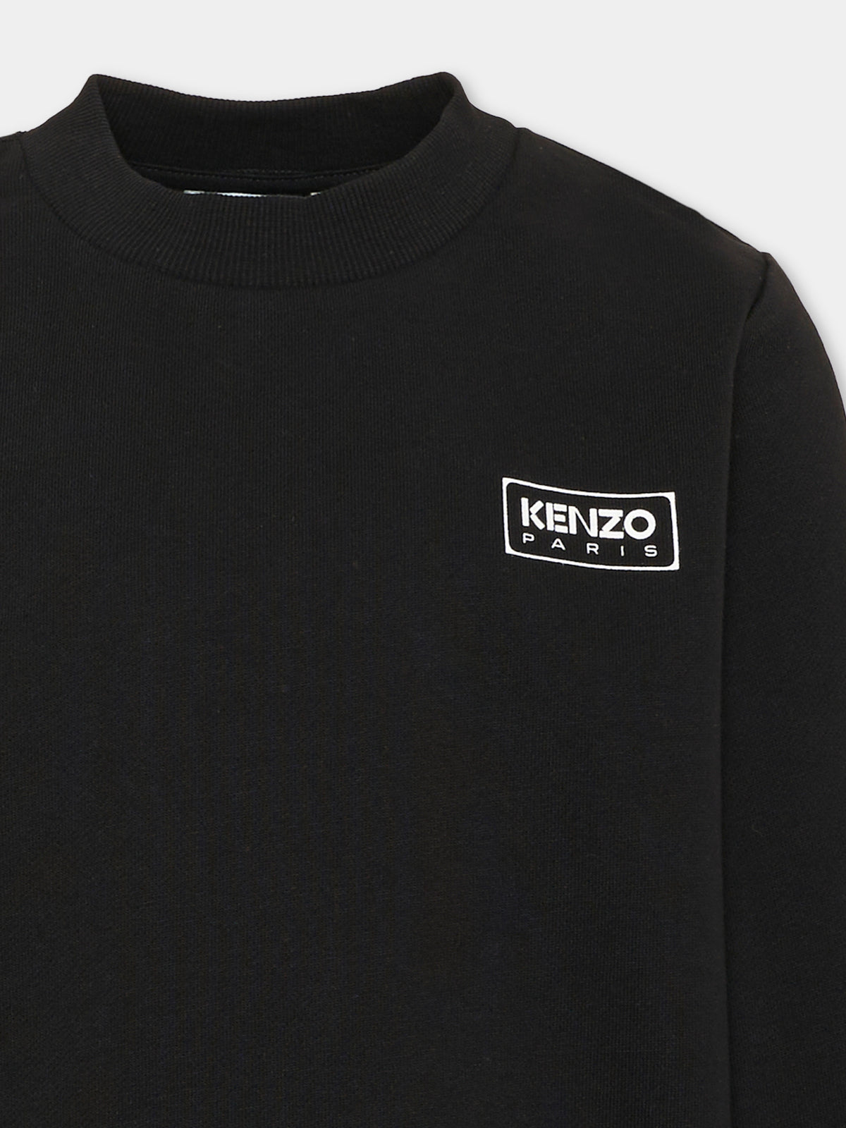 Felpa girocollo nera per bambini con logo,Kenzo Kids,K62040 09B