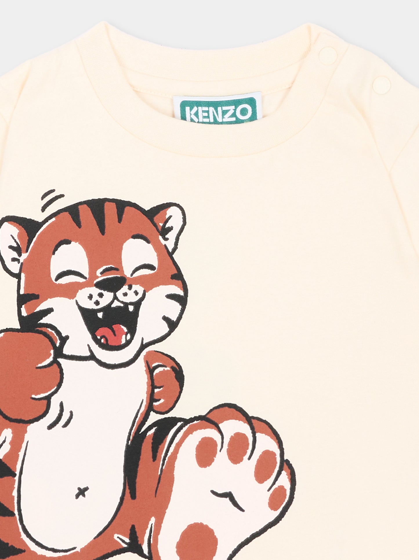 T-Shirt beige per neonati con tigre,Kenzo Kids,K62132 21G