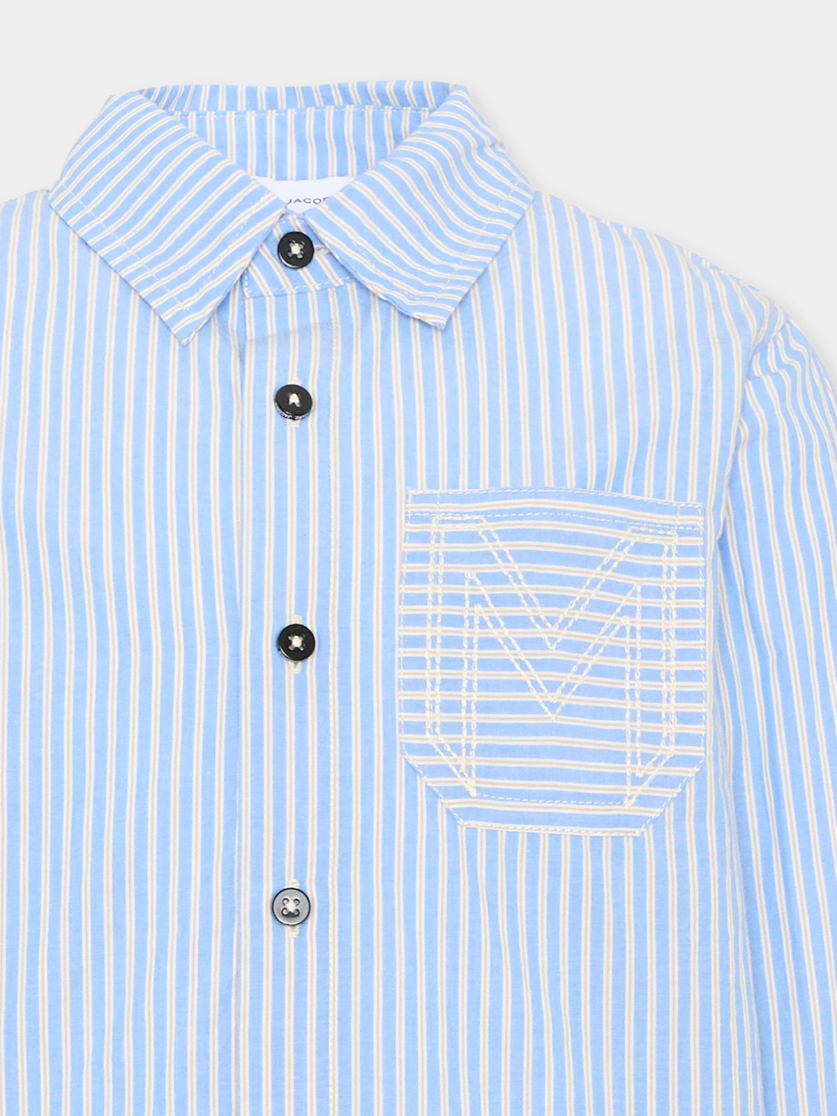 Camicia a manica lunga azzurra a righe per bambino,Marc Jacobs,W61061 794