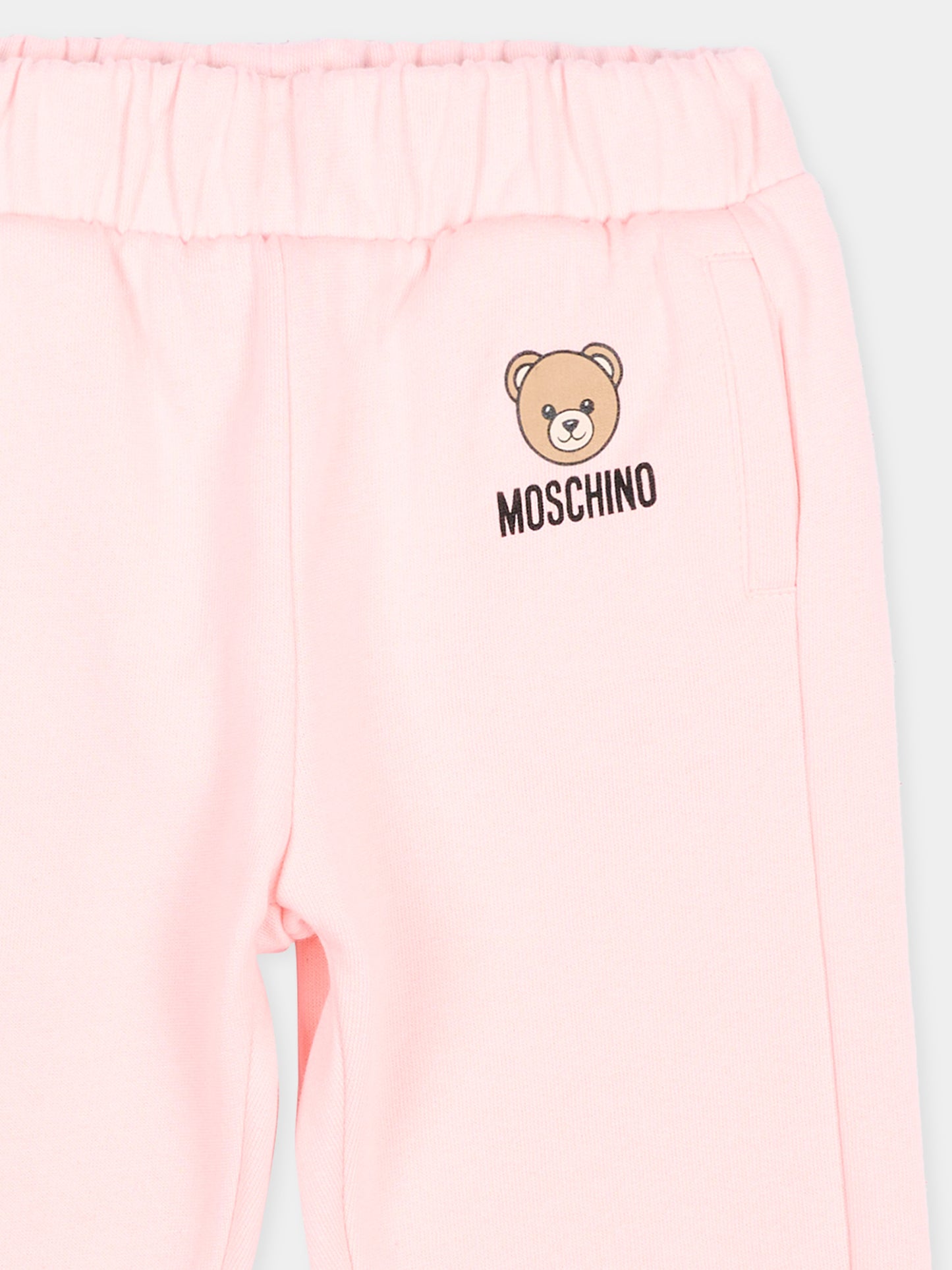 Pantalone rosa per neonata con Teddy Bear,Moschino Kids,MUP05X LCA92 50209