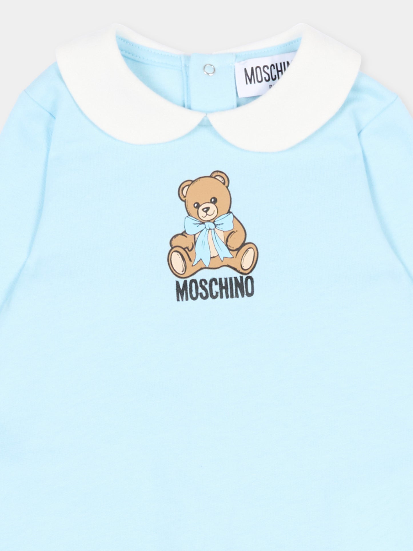 Tutina azzurra per neonato con Teddy Bear,Moschino Kids,MUT04Z LCA40 40304