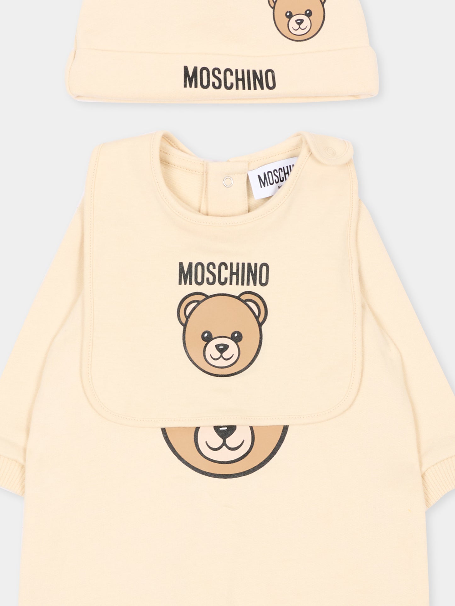 Set tutina beige per neonati con Teddy Bear,Moschino Kids,MUY09P LCA40 20404