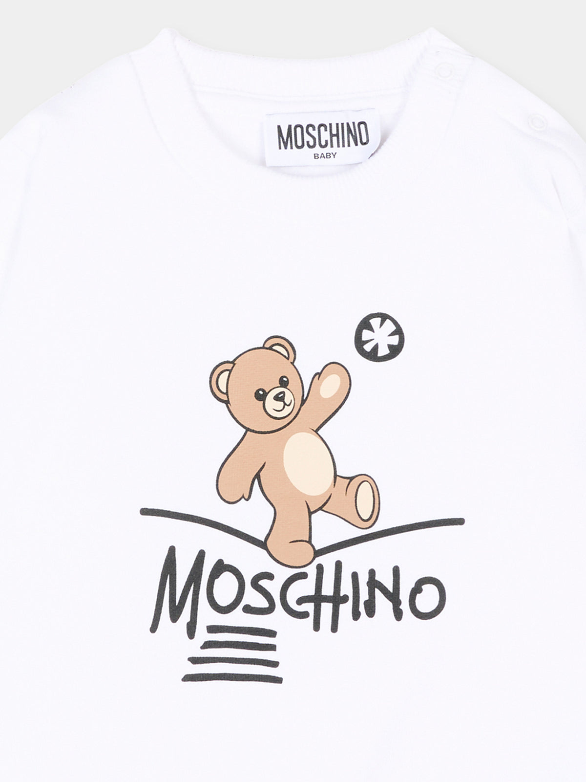 Felpa bianca per neonati con Teddy Bear,Moschino Kids,MVF060 LCA83 10101