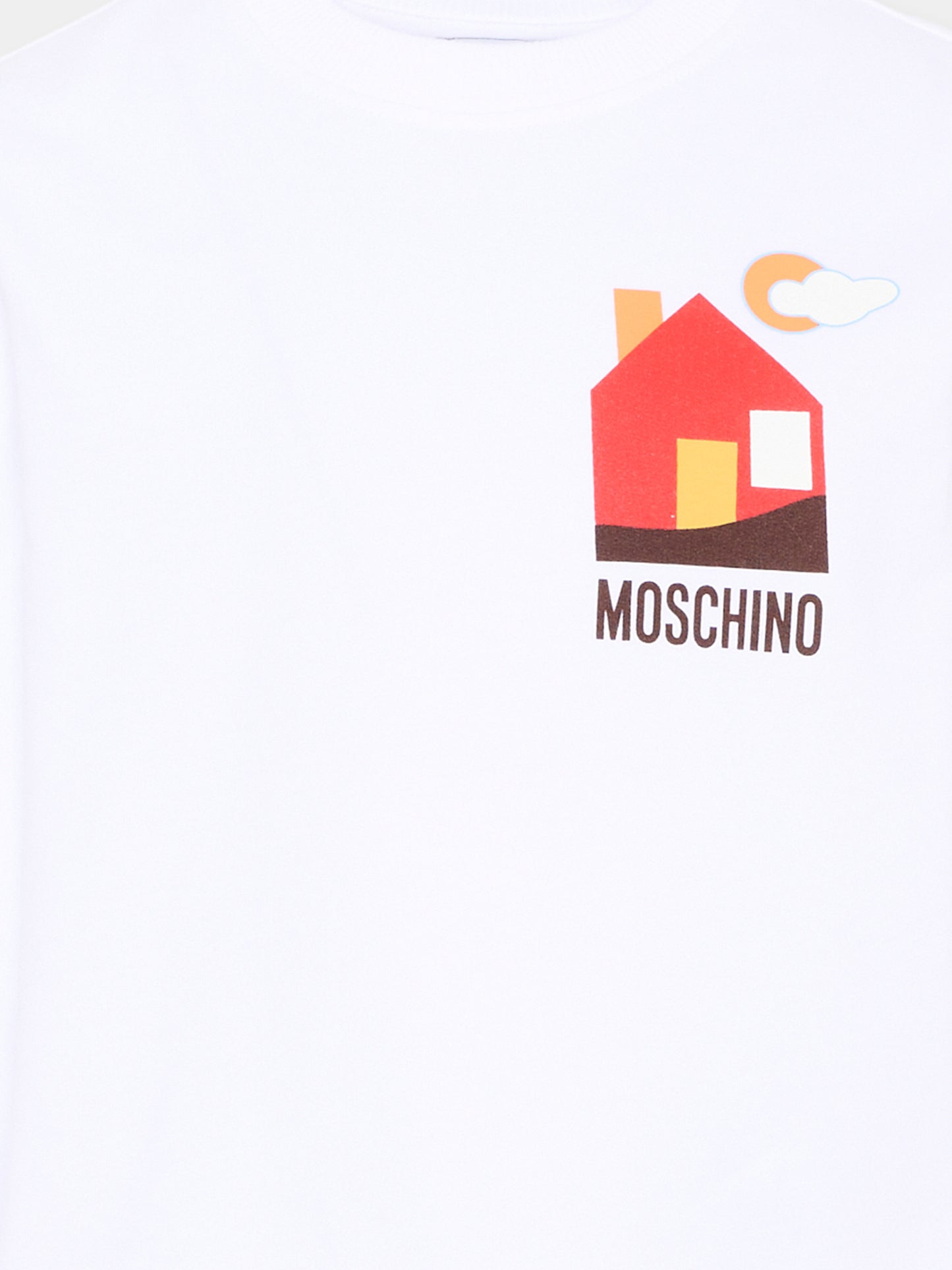 Felpa bianca per bambino con logo,Moschino Kids,HTF08V LCA61 10101