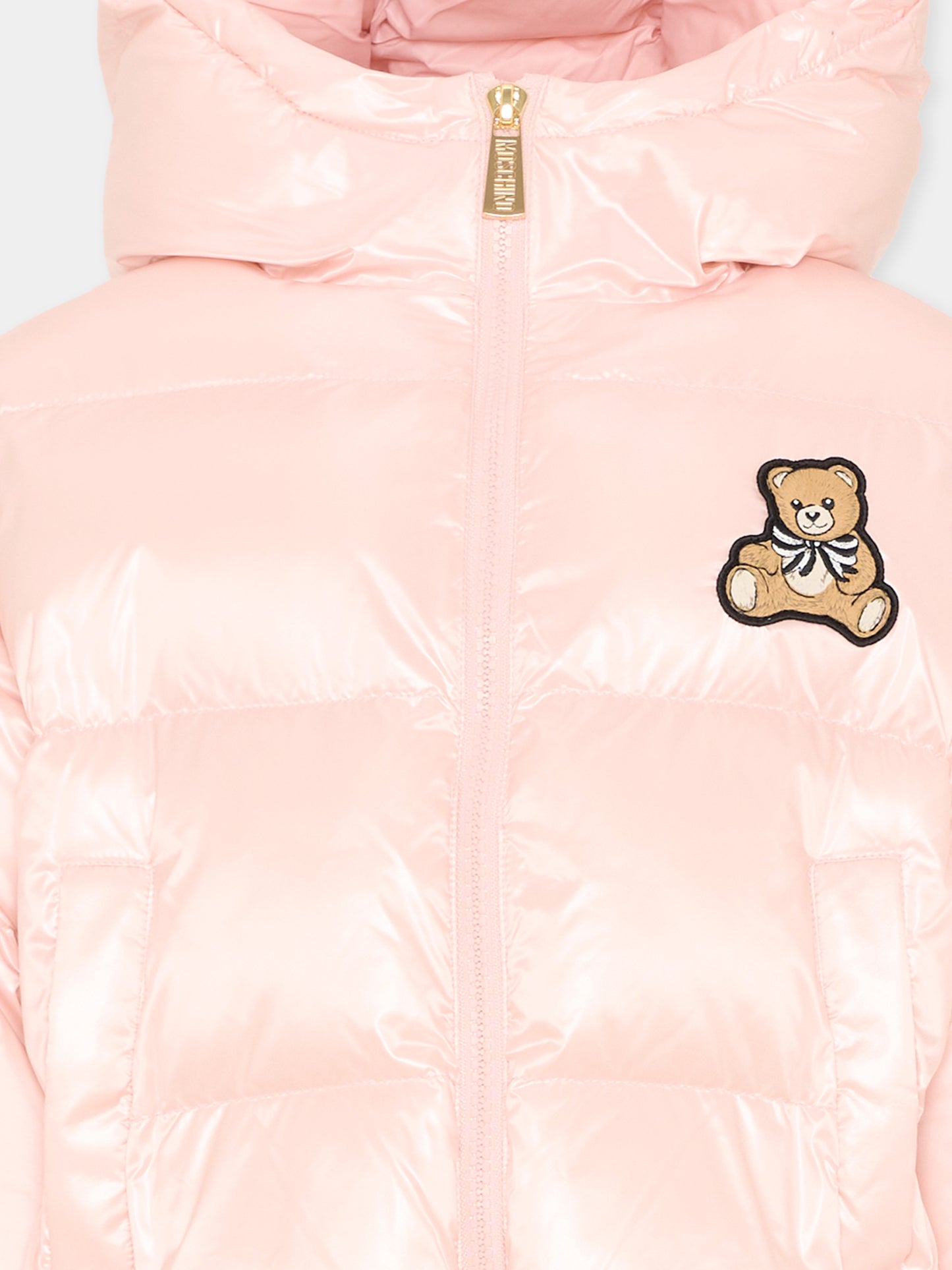 Piumino rosa per bambina con Teddy Bear,Moschino Kids,HDS053 L3AB4 50209