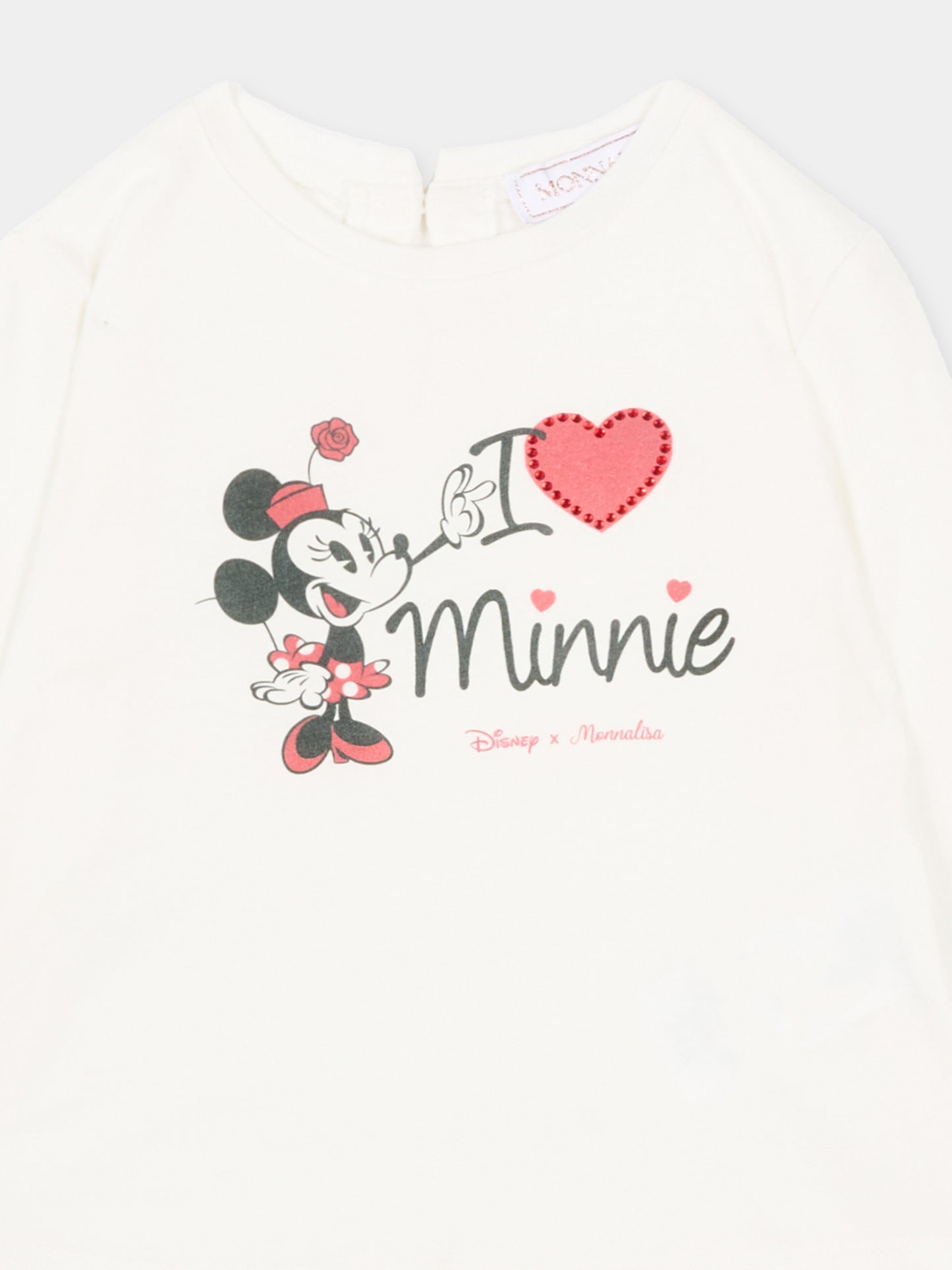 T-Shirt avorio per neonata con stampa Minnie,Monnalisa,39F617 6005 0001