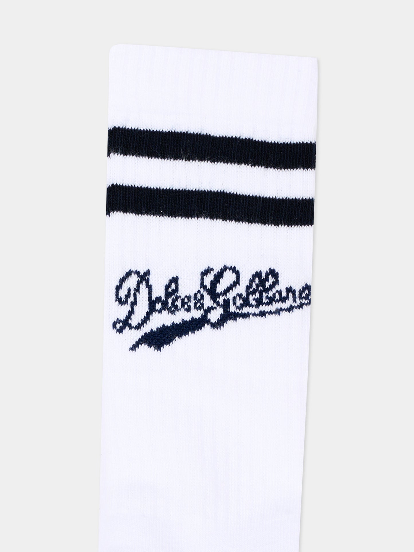 Calza Spugna bianco per bambini con logo,Dolce & Gabbana Kids,LBKAE5 JBCKR W4335