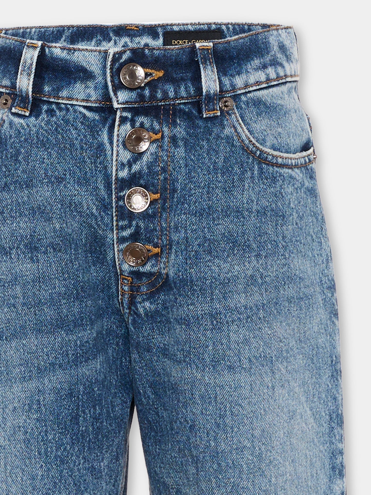Jeans denim per bambino con monogramma,Dolce & Gabbana Kids,L42F93 LDE10 S9000
