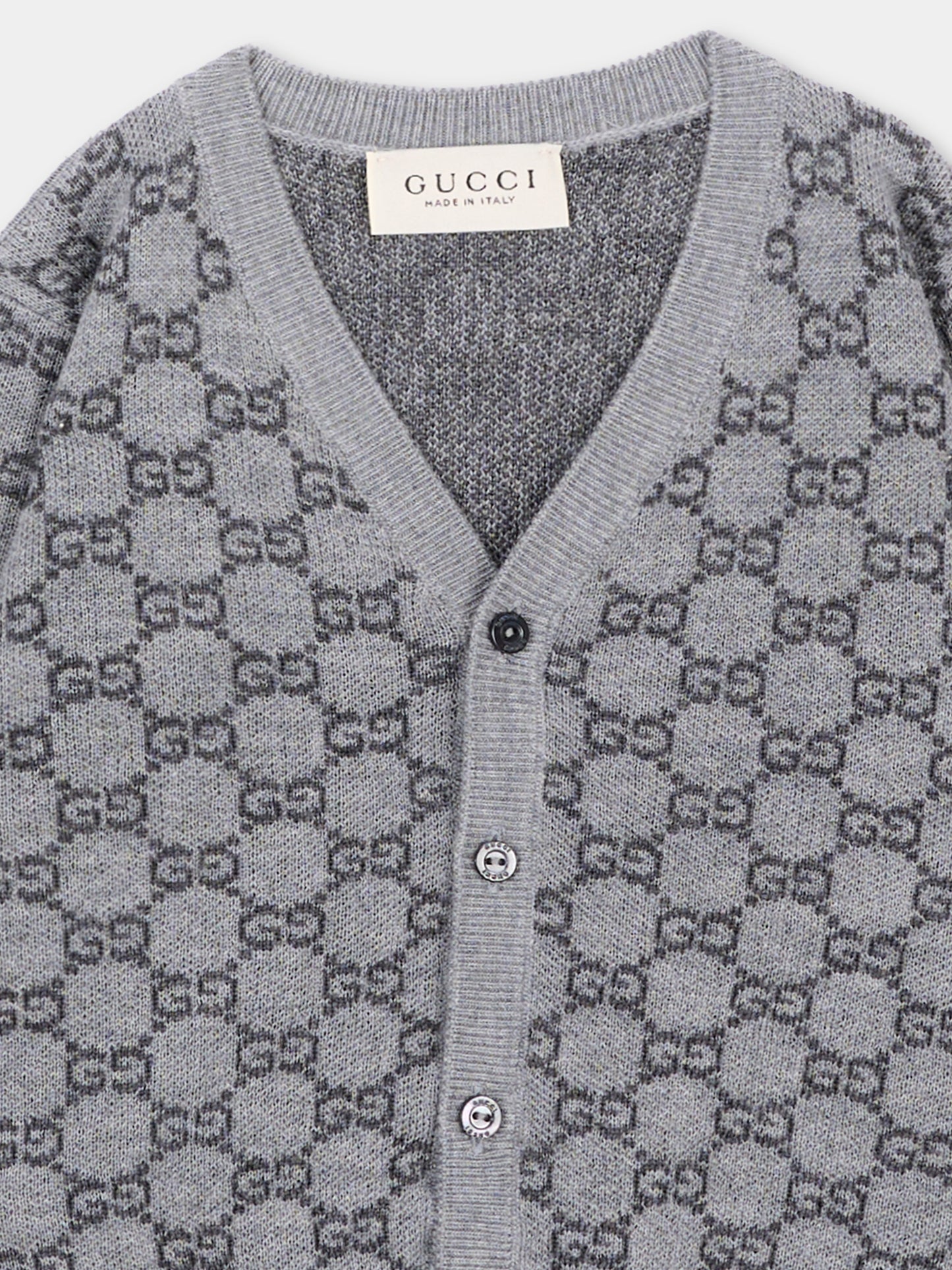 Cardigan grigio monogramma GG per neonato,Gucci Kids,834348 XKEZP 1018