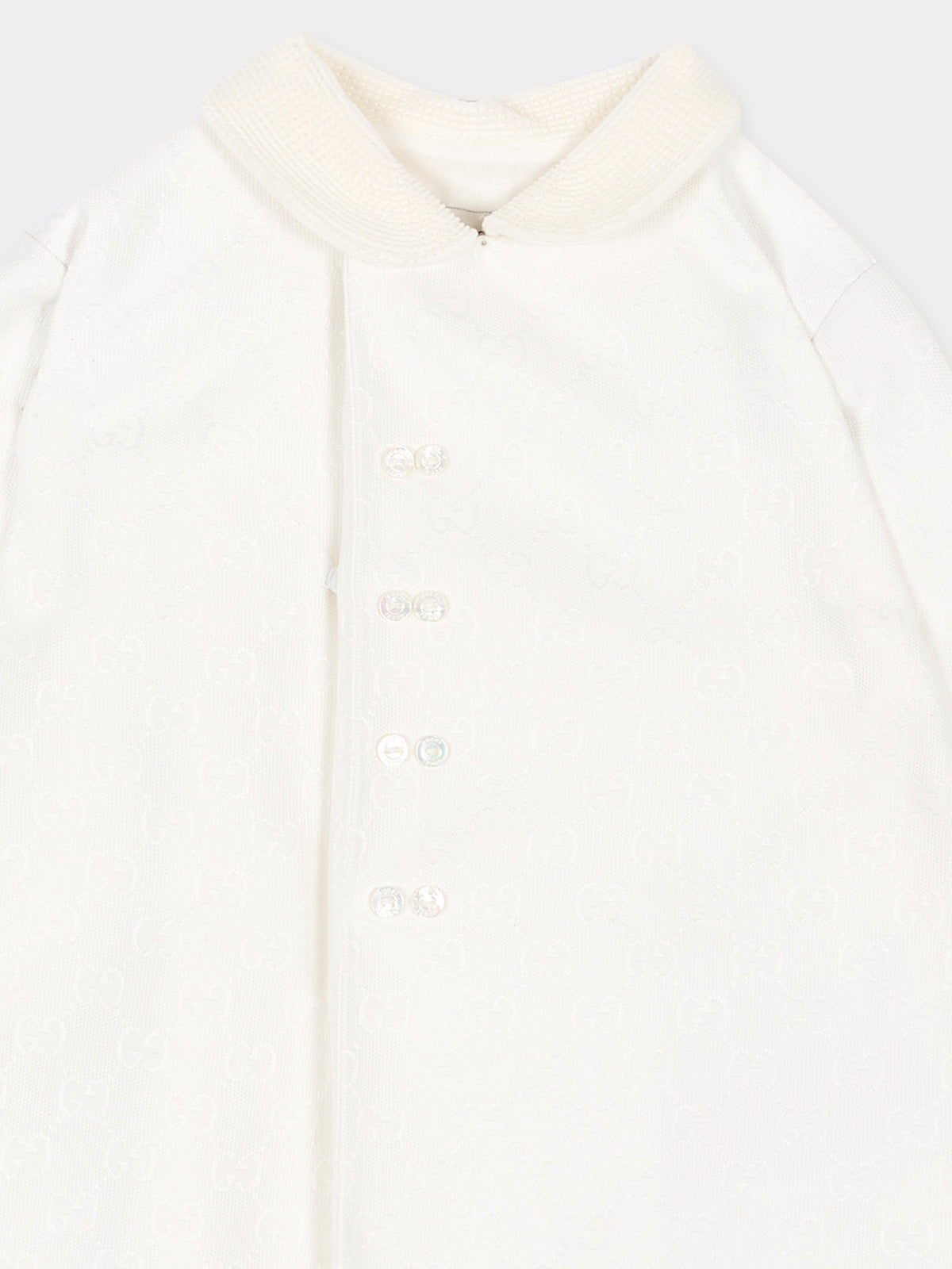 Cappotto avorio per neonato Jacquard GG