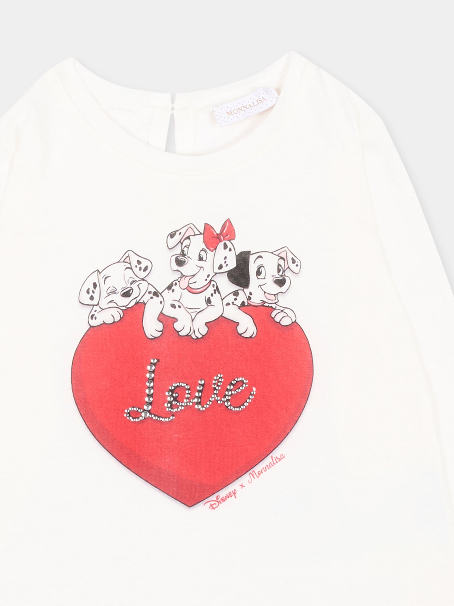 T-Shirt avorio per neonata con cani,Monnalisa,39H614 8002 0001