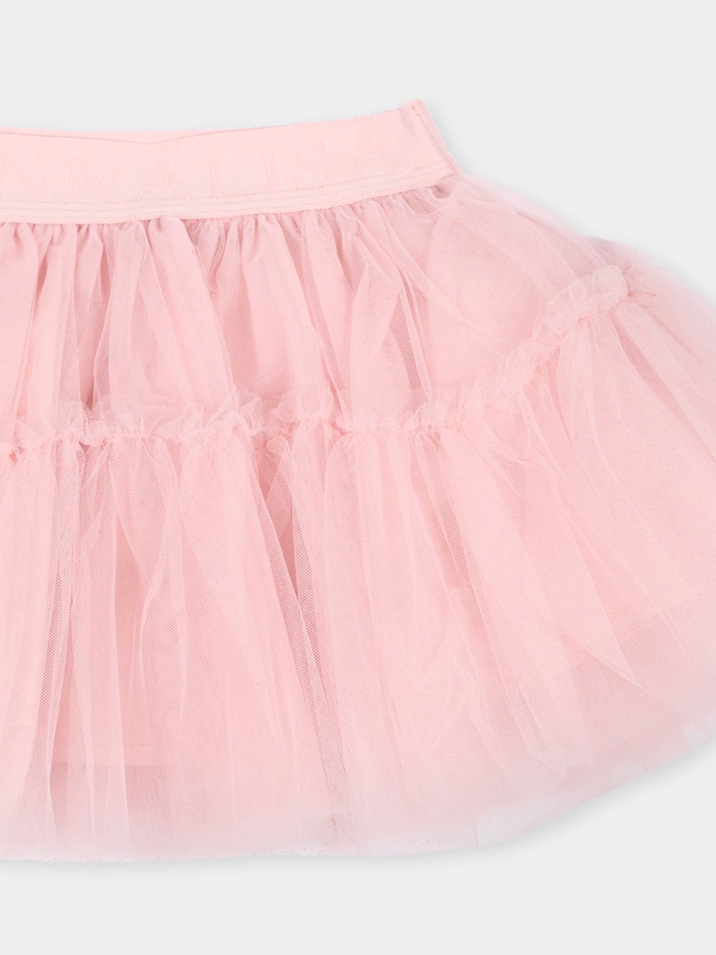 Gonna rosa in tulle per neonata con logo,Monnalisa,37HGON T9945 0063
