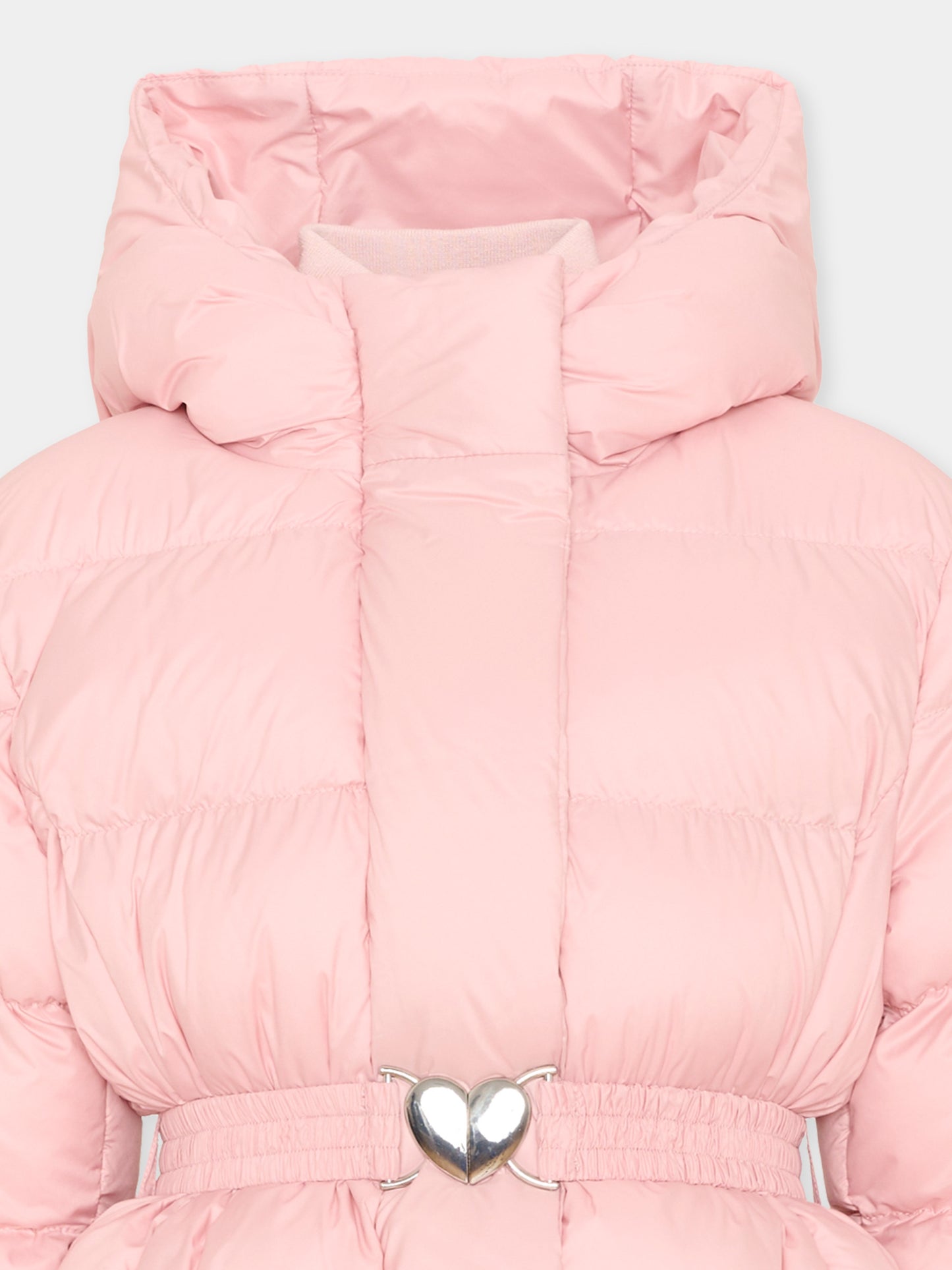Piumino rosa per bambina con cintura,Monnalisa,17H100 8020 0094