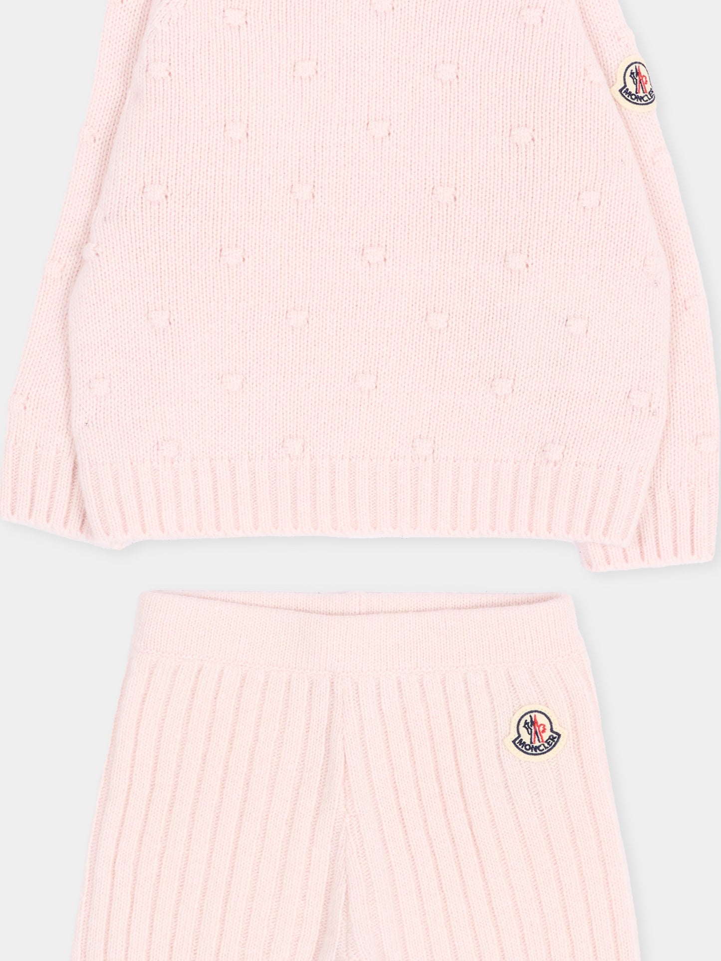Completo sportivo rosa per neonata con logo,Moncler Kids,L2951 9E00003 M4281 529