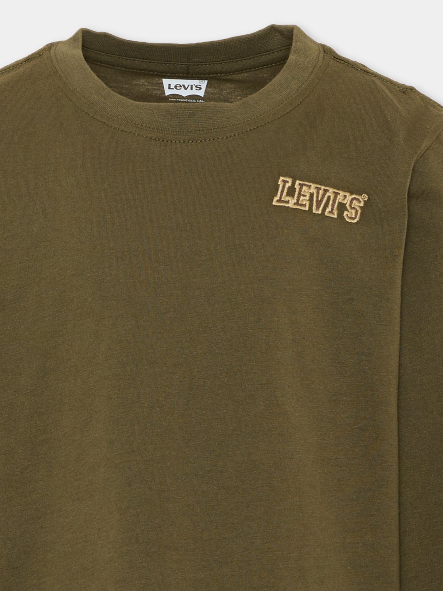 T-shirt a manica lunga verde per bambino con logo,Levi's Kids,9ER448 E3V