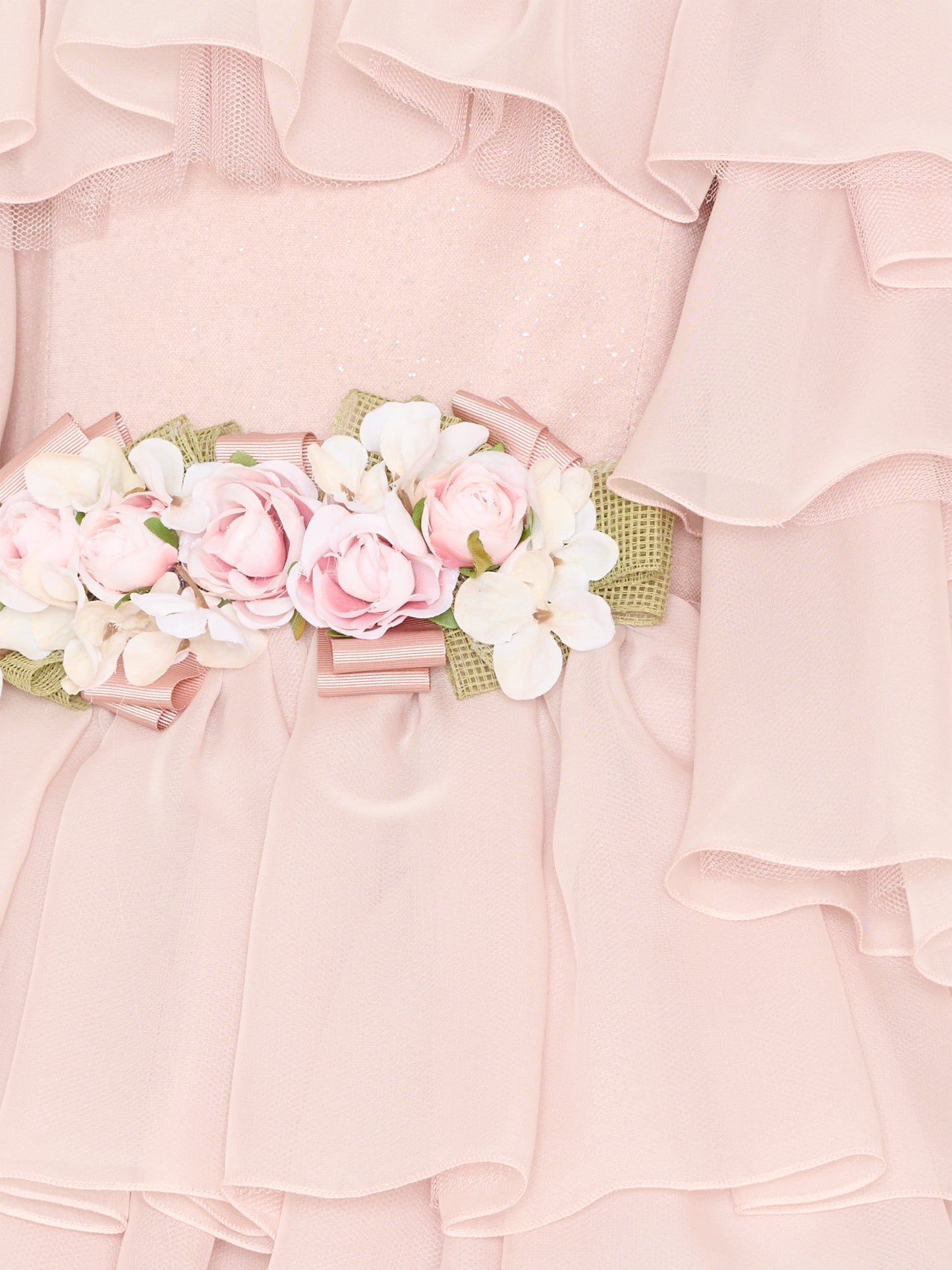 Abito rosa per bambina con balze,Colorichiari,FL108228 4496 83