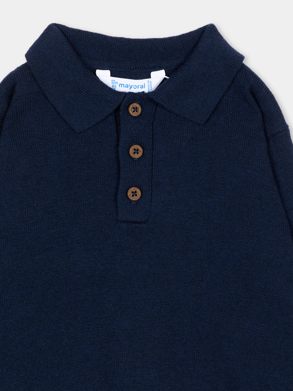 Polo blu per neonato in maglia,Mayoral,2104 035